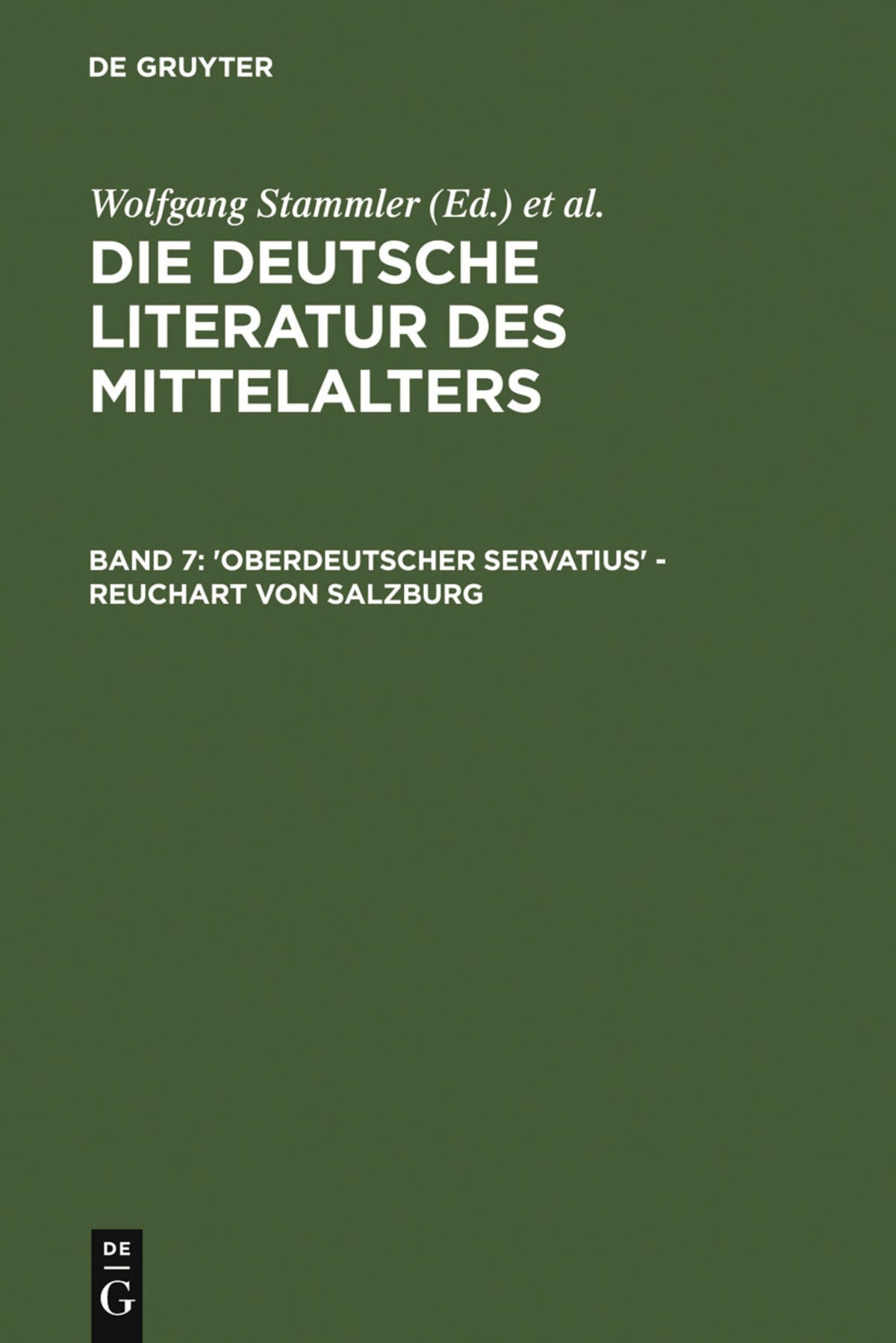 Cover image for 'Oberdeutscher Servatius' - Reuchart von Salzburg ISBN 9783110115826
