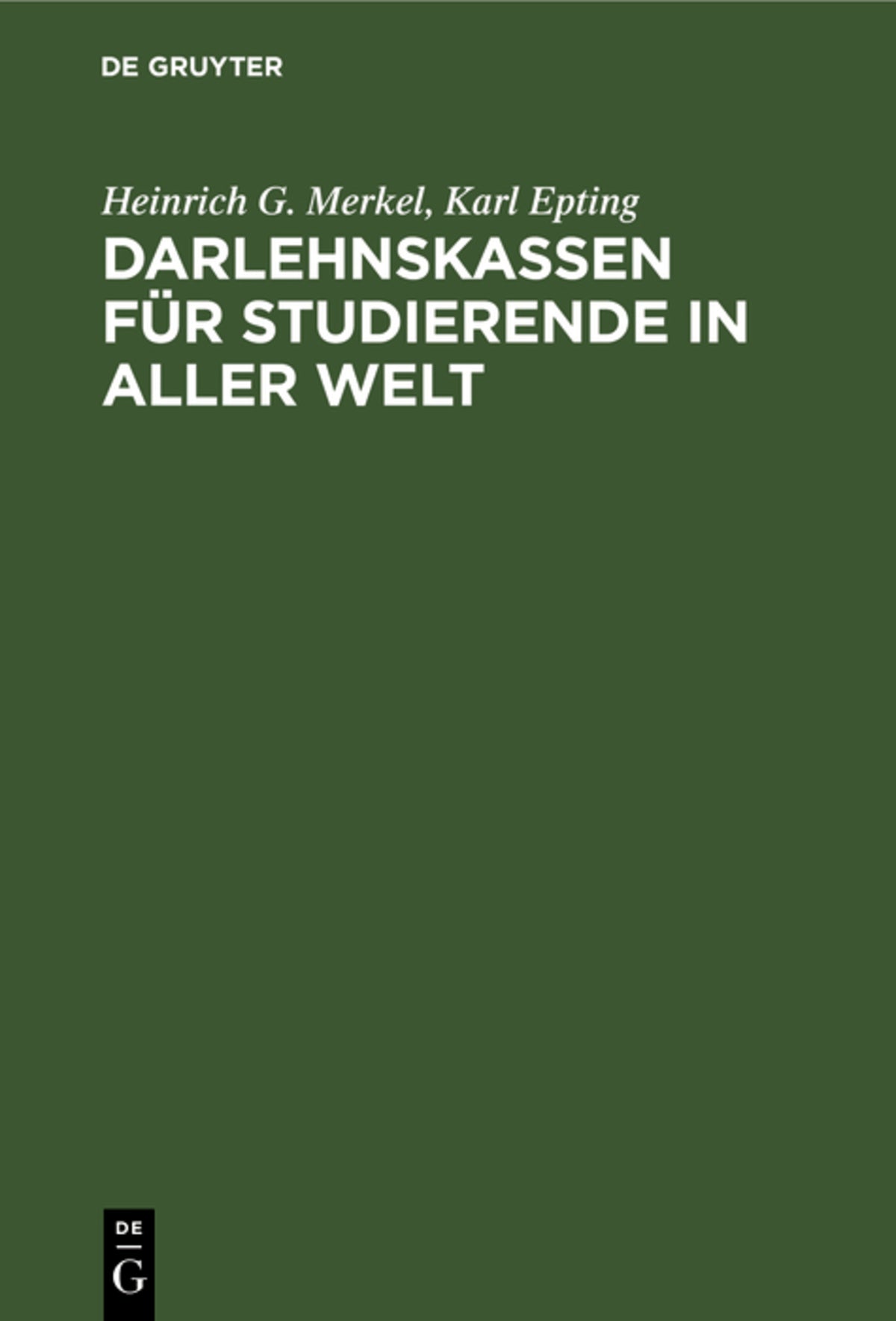 Cover image for Darlehnskassen für Studierende in aller Welt ISBN 9783111133003
