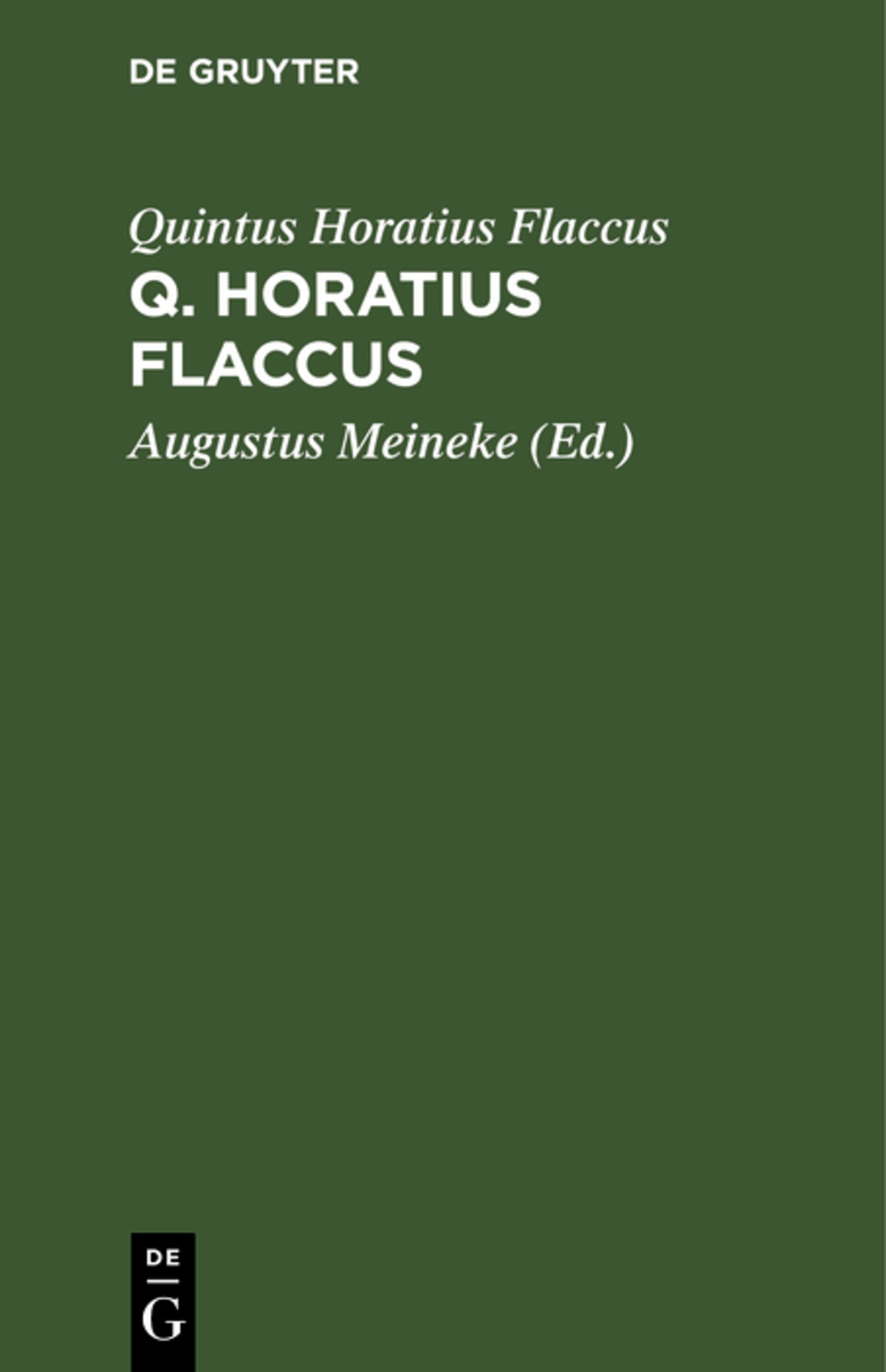 Cover image for Q. Horatius Flaccus ISBN 9783112688830