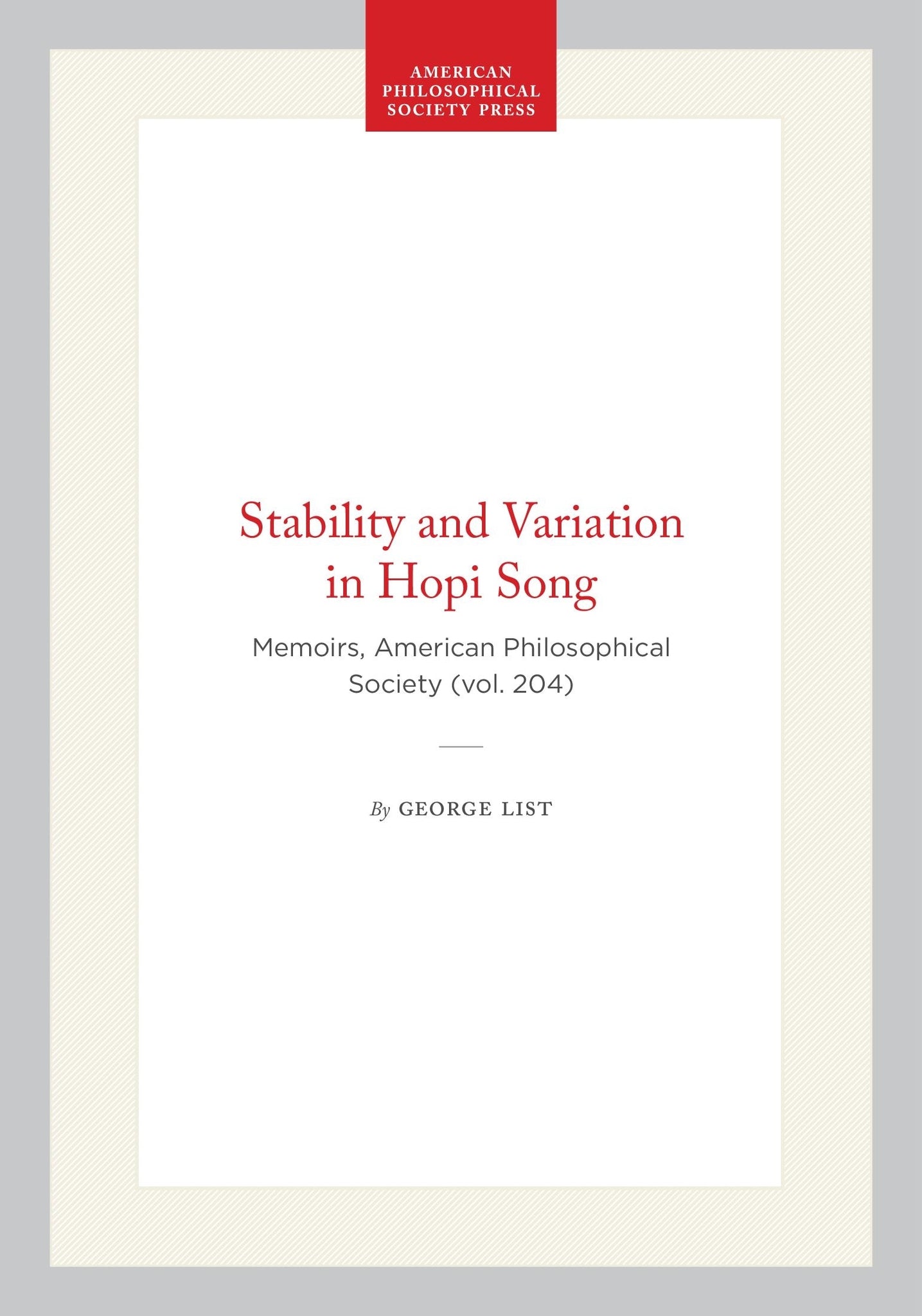 Stability and Variation in Hopi Song