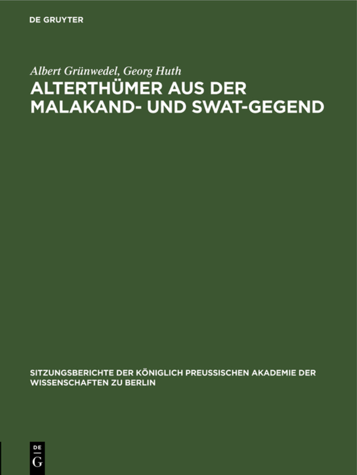 Cover image for Alterthümer aus der Malakand- und Swat-Gegend ISBN 9783112505014