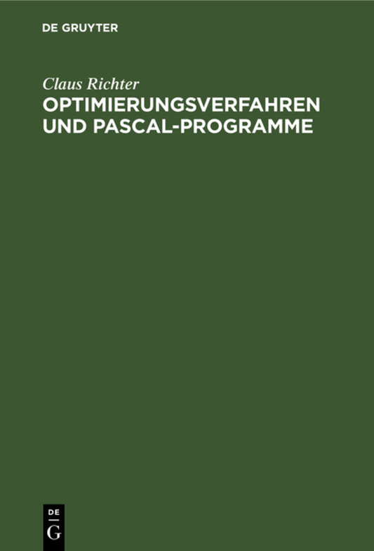Optimierungsverfahren und PASCAL-Programme