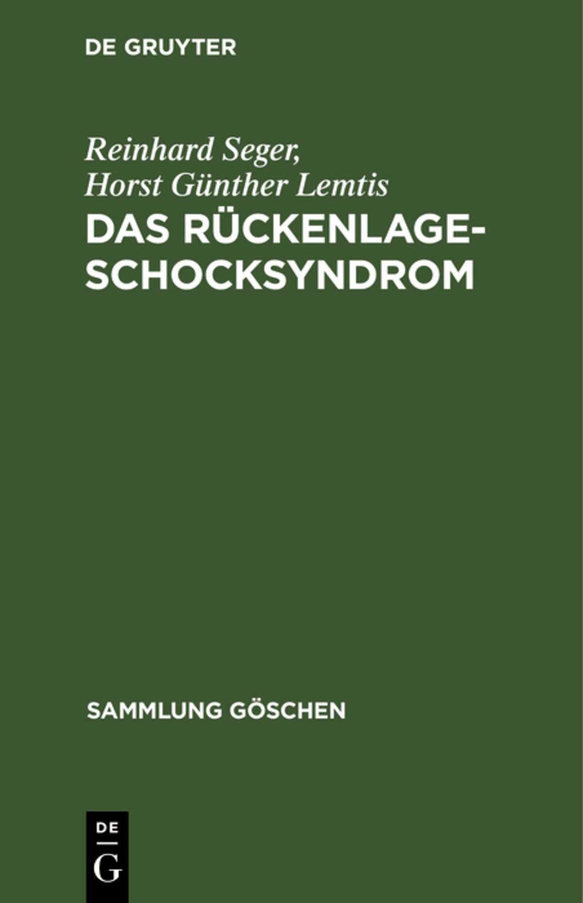 Cover image for Das Rückenlage-Schocksyndrom ISBN 9783110045345