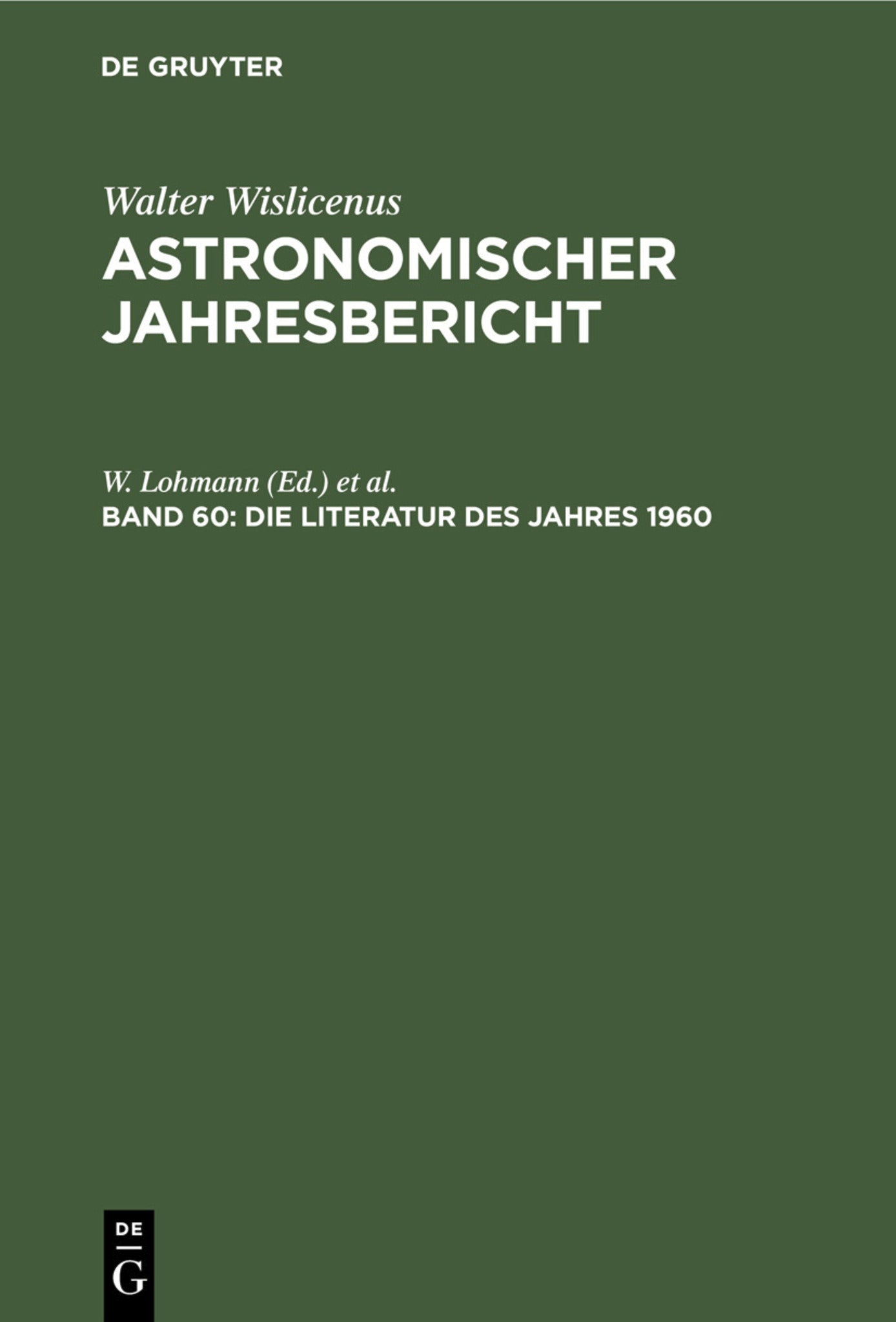 Die Literatur des Jahres 1960