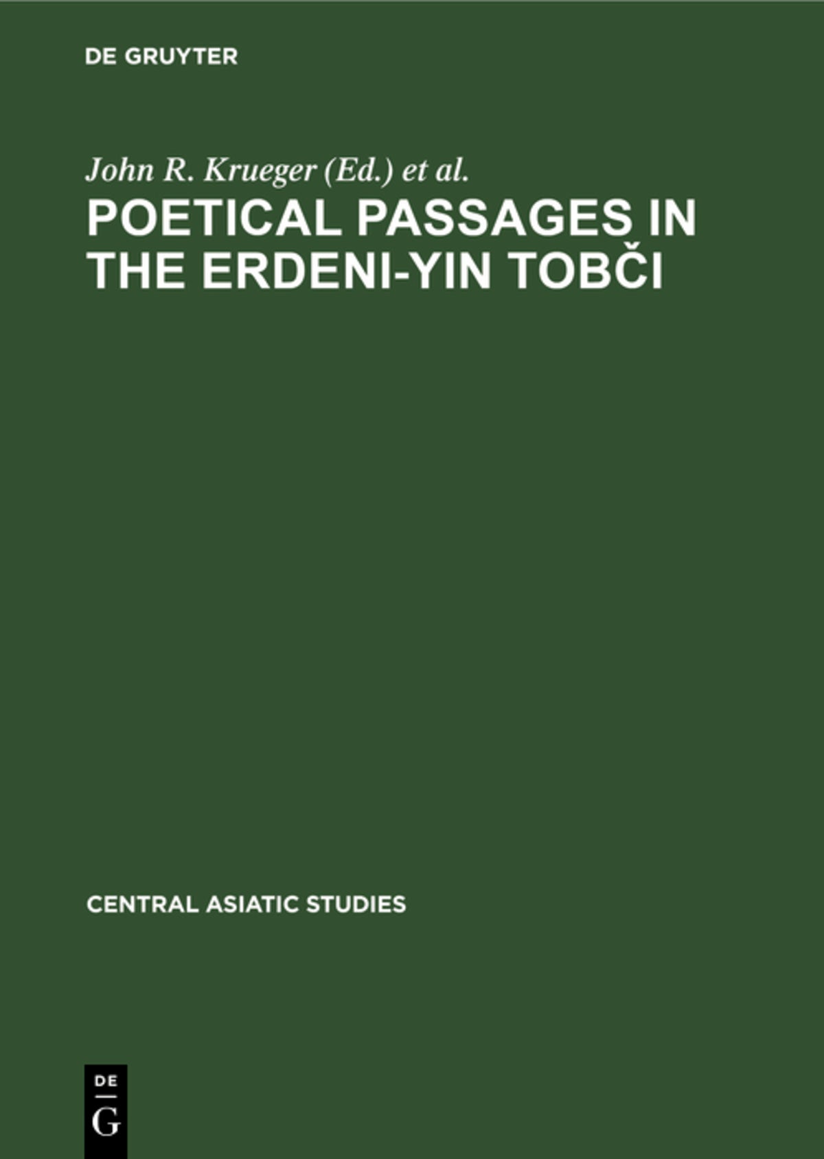 Poetical Passages in the Erdeni-Yin Tobči