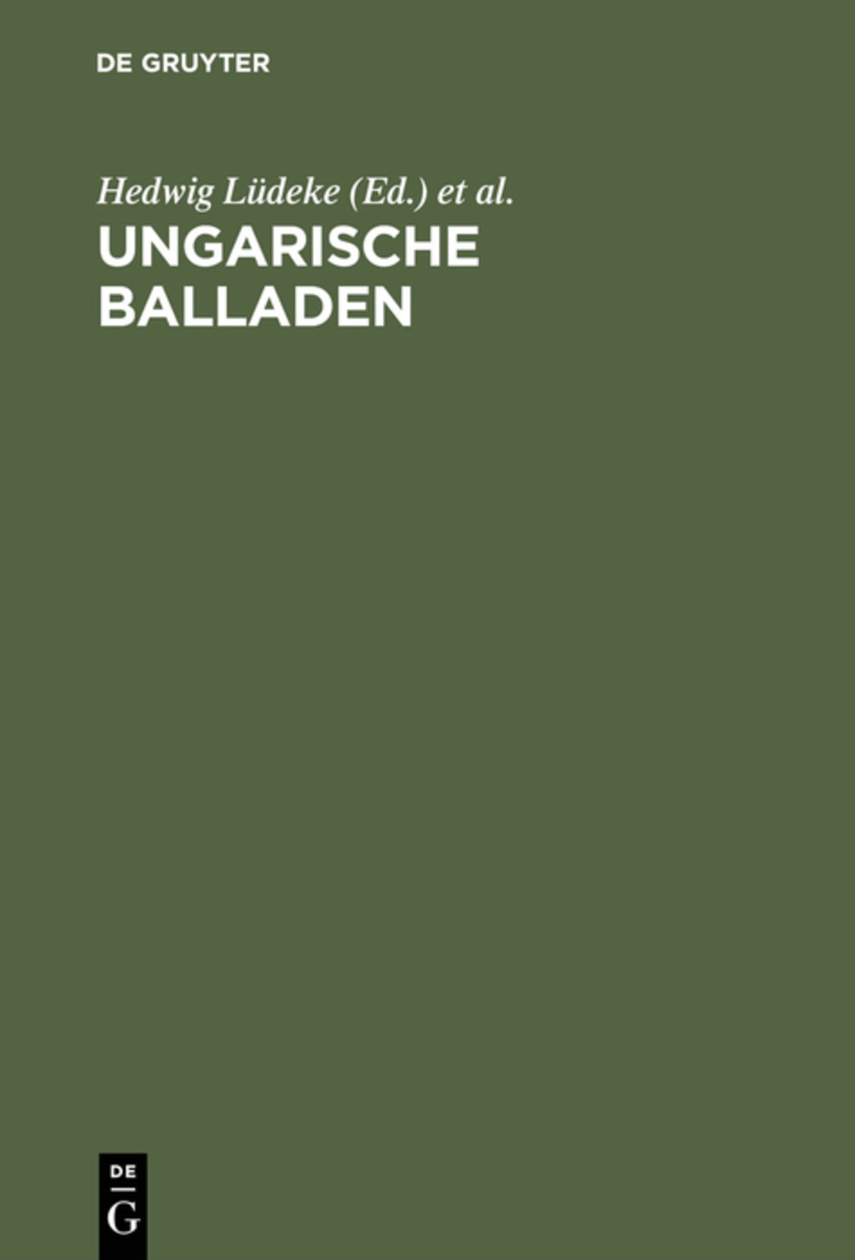 Cover image for Ungarische Balladen ISBN 9783111201467