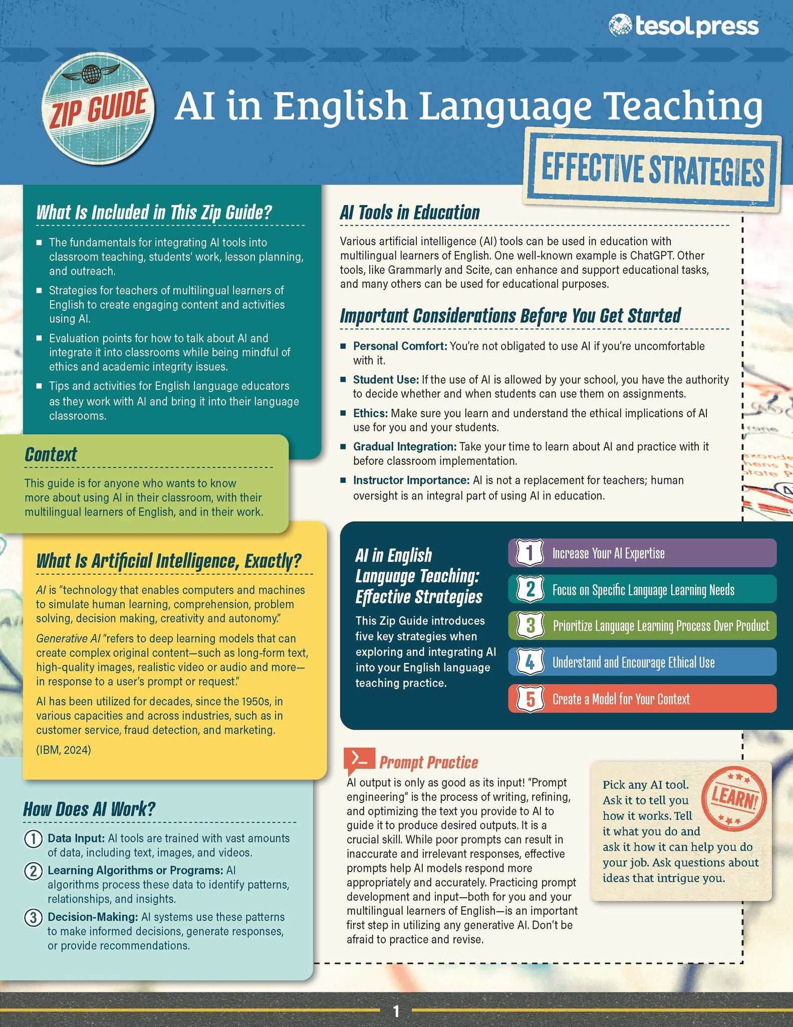 TESOL Zip Guide: AI in English Language Teaching (Pack of 25)