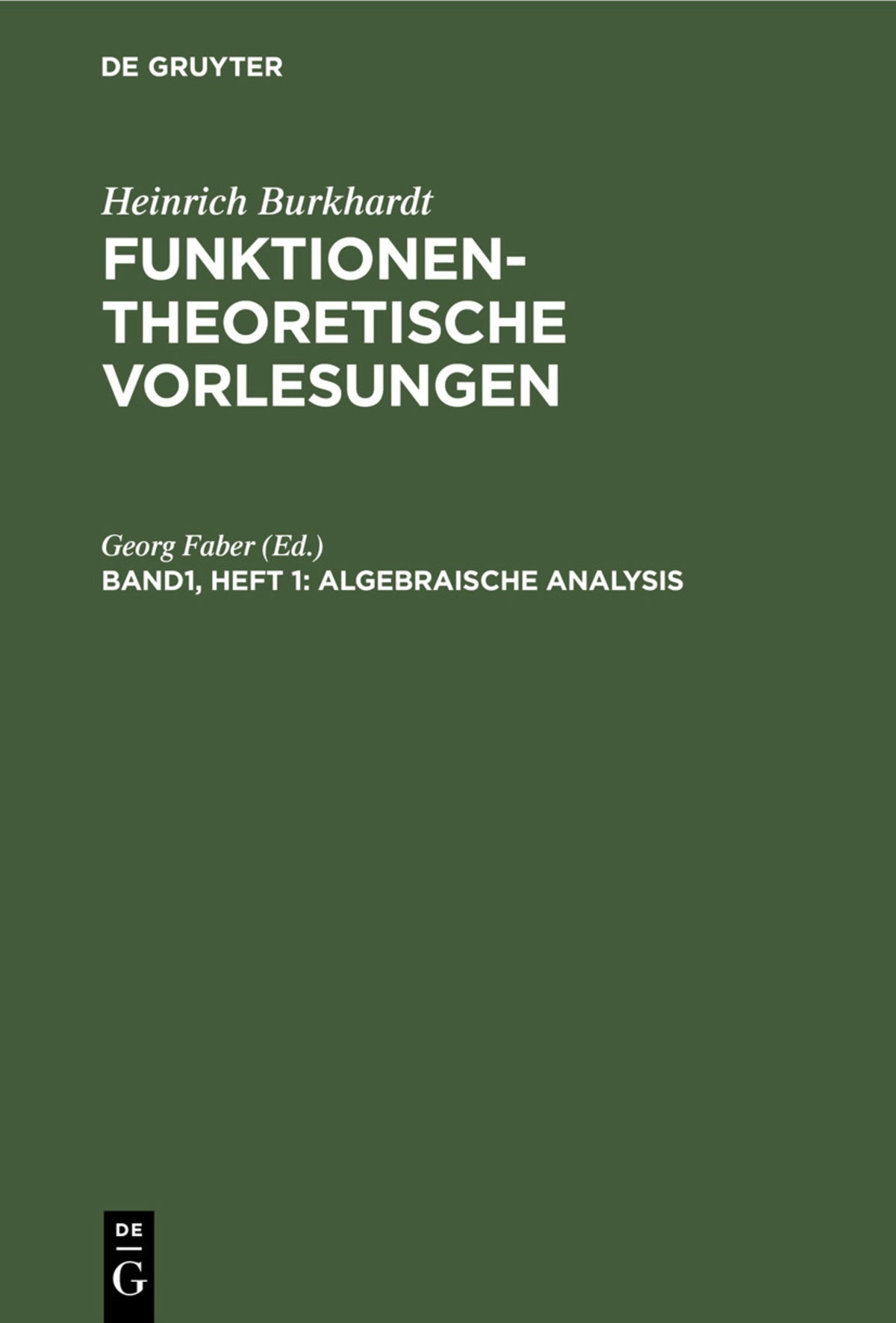 Cover image for Algebraische Analysis ISBN 9783112441534