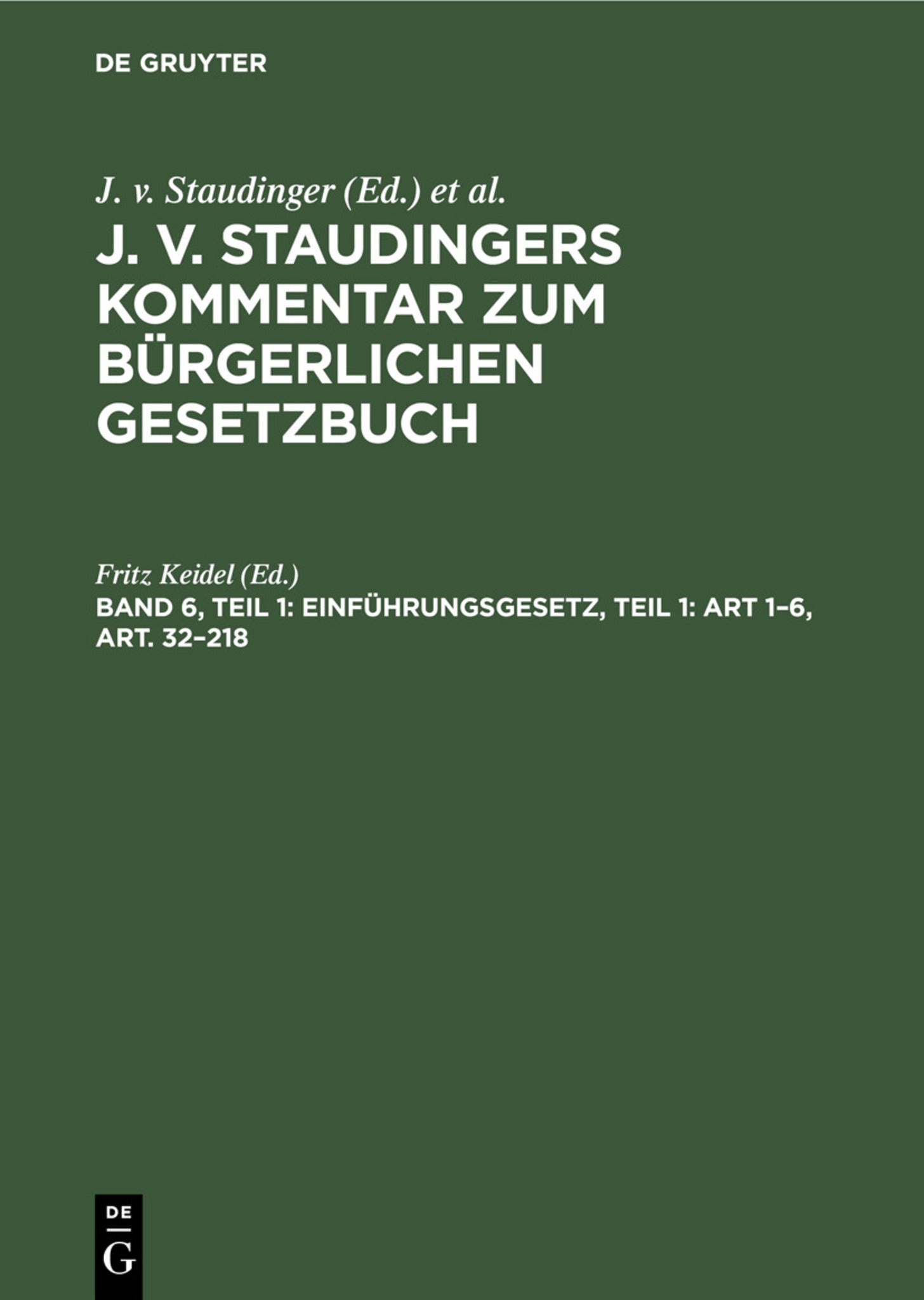 Einführungsgesetz, Teil 1: Art 1–6, Art. 32–218