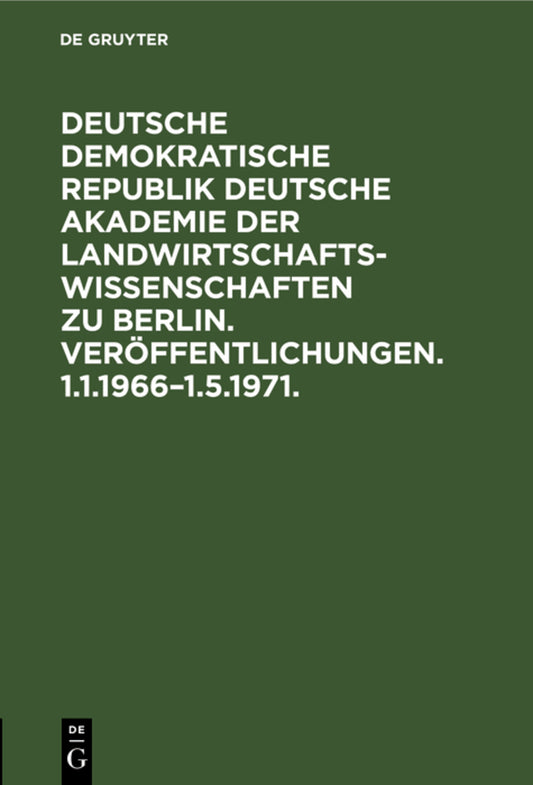 Veröffentlichungen. 1.1.1966–1.5.1971
