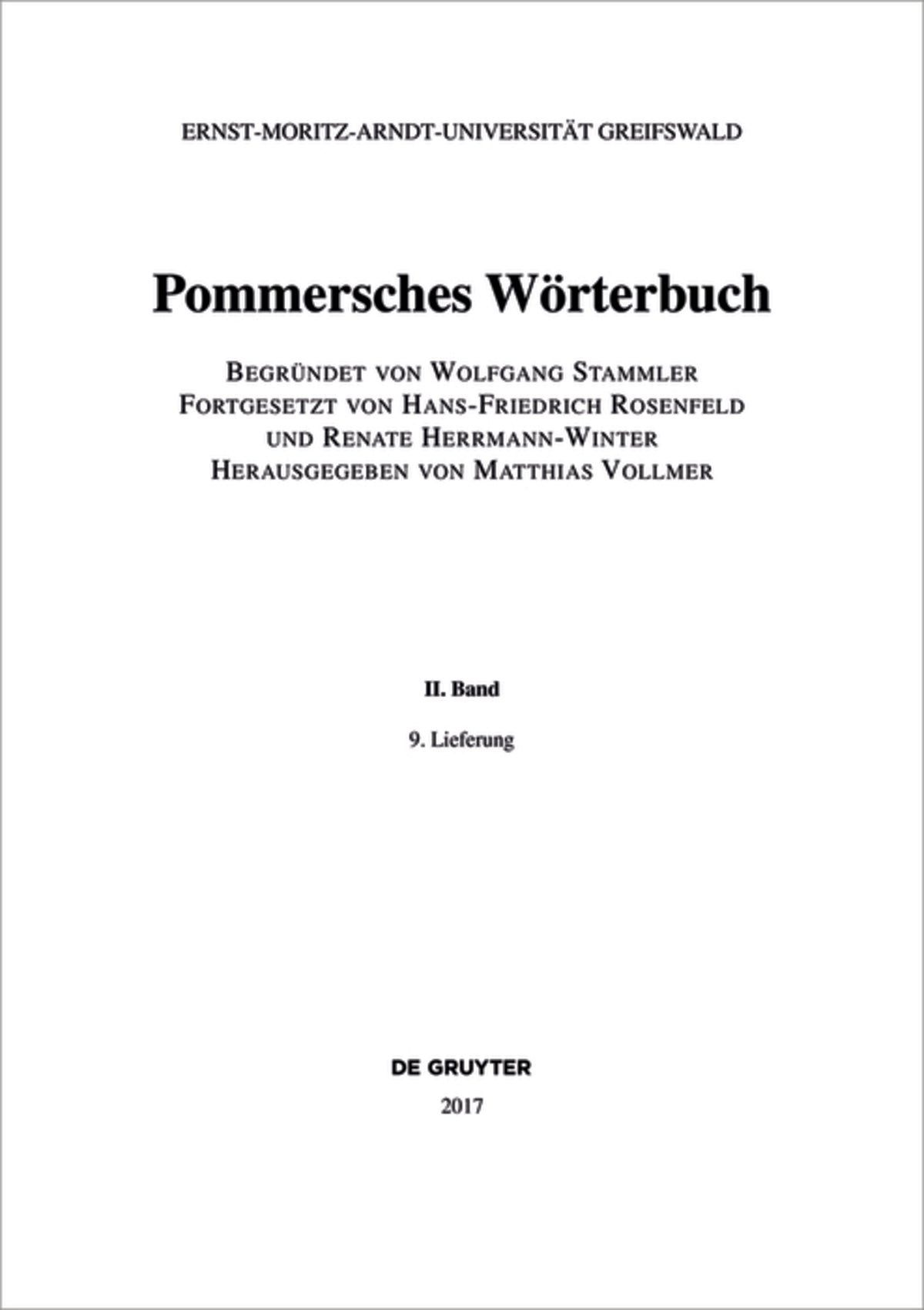 Pommersches Wörterbuch. Band II, 9. Lieferung