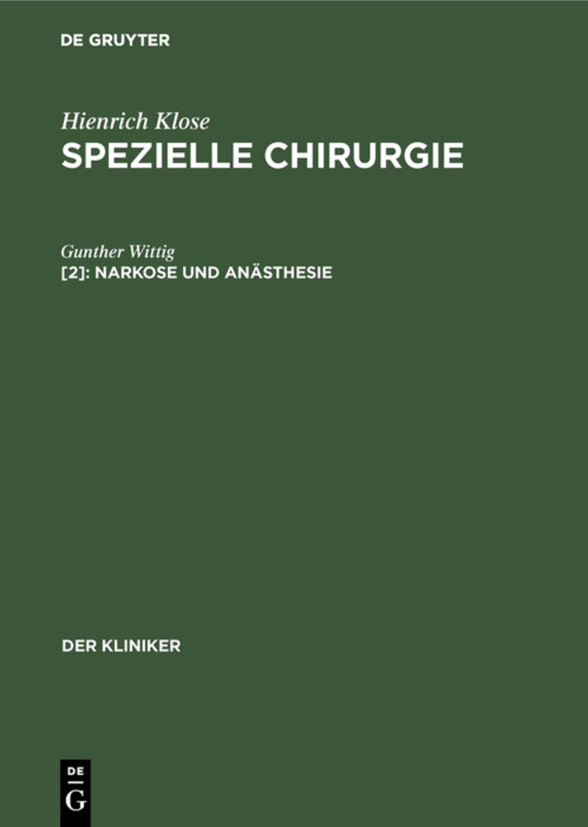 Cover image for Narkose und Anästhesie ISBN 9783111047638