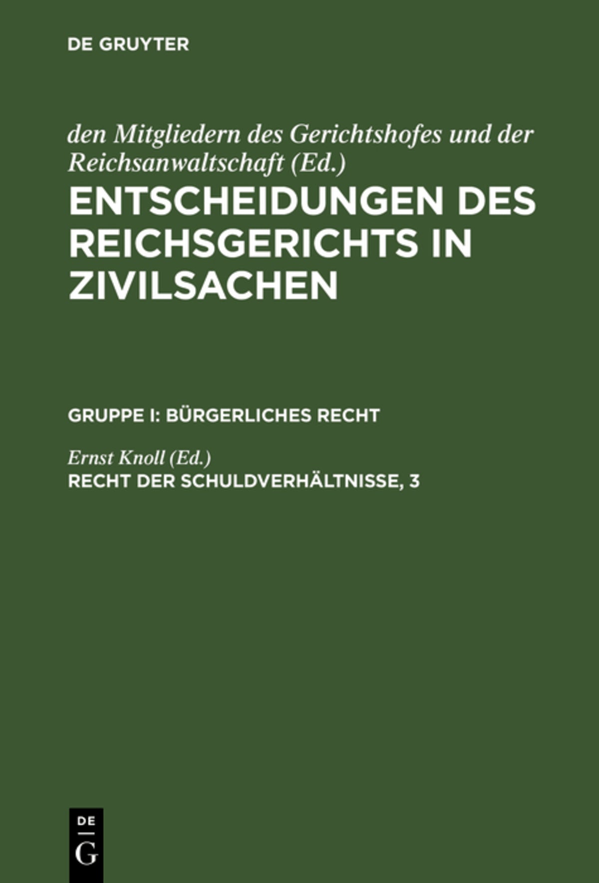 Cover image for Recht der Schuldverhältnisse, 3 ISBN 9783110237160