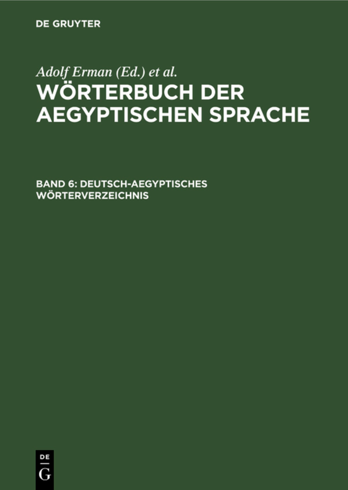 Cover image for Deutsch-Aegyptisches Wörterverzeichnis ISBN 9783112618530