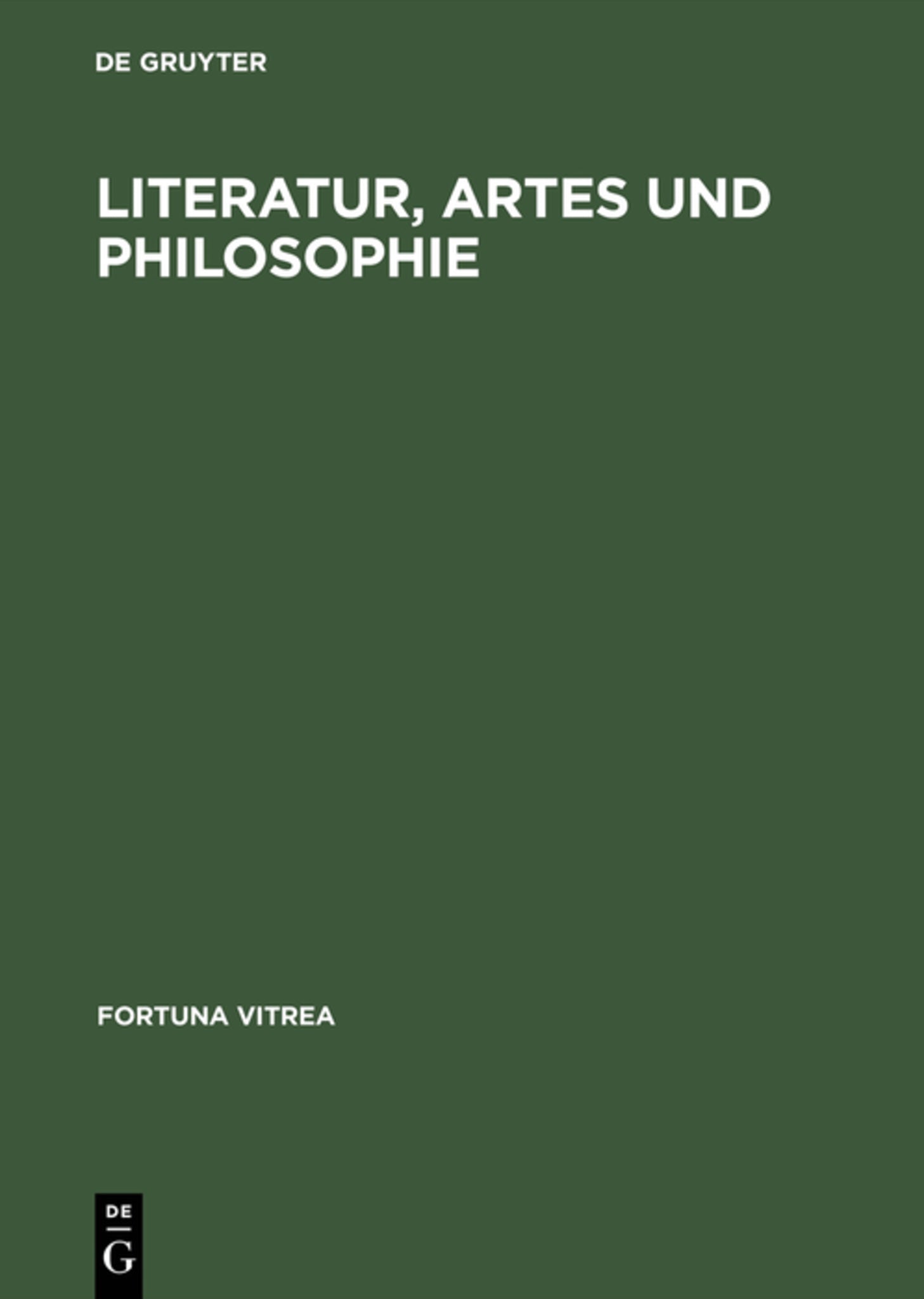 Cover image for Literatur, Artes und Philosophie ISBN 9783484155077