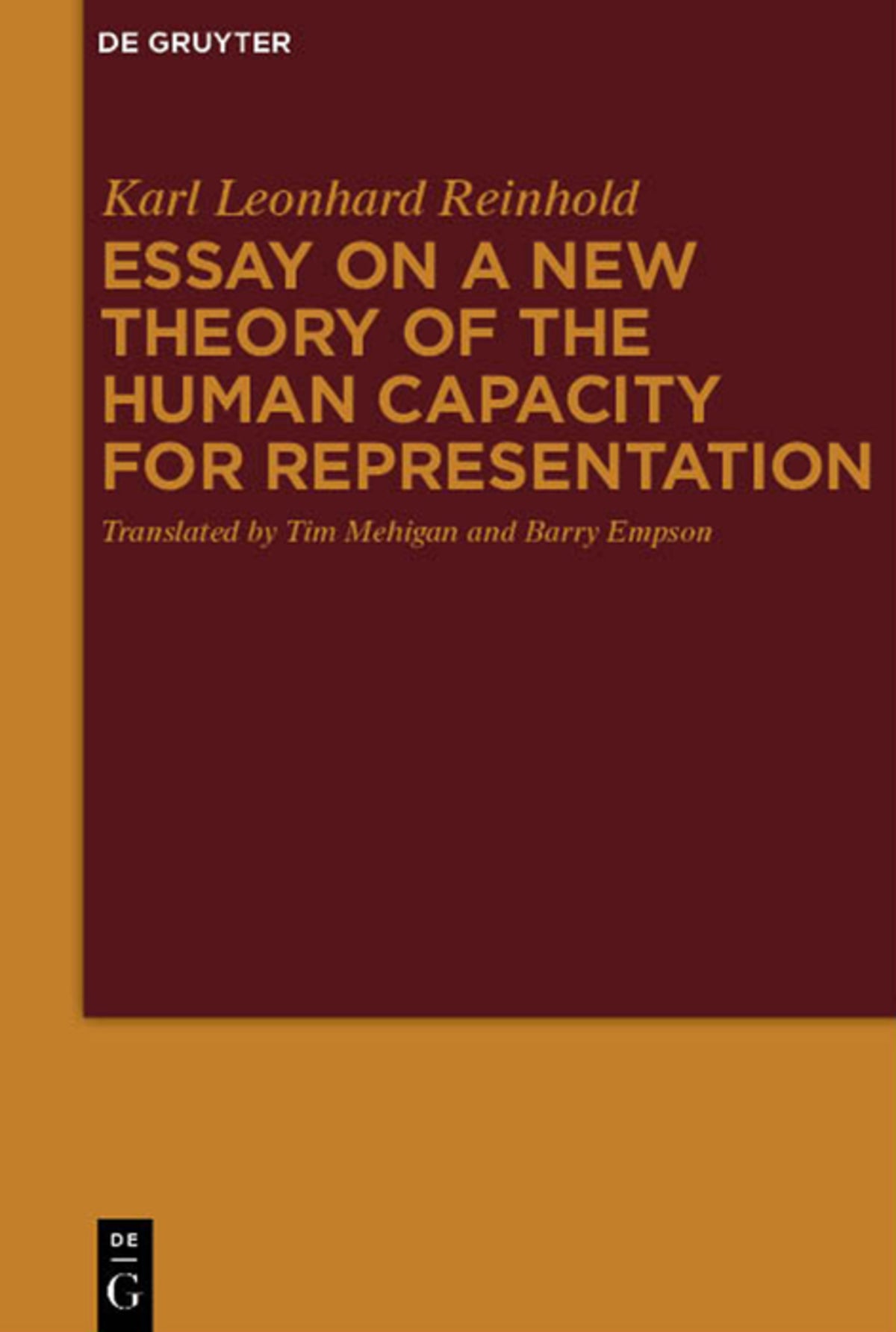 Cover image for Essay on a New Theory of the Human Capacity for Representation ISBN 9783110481778