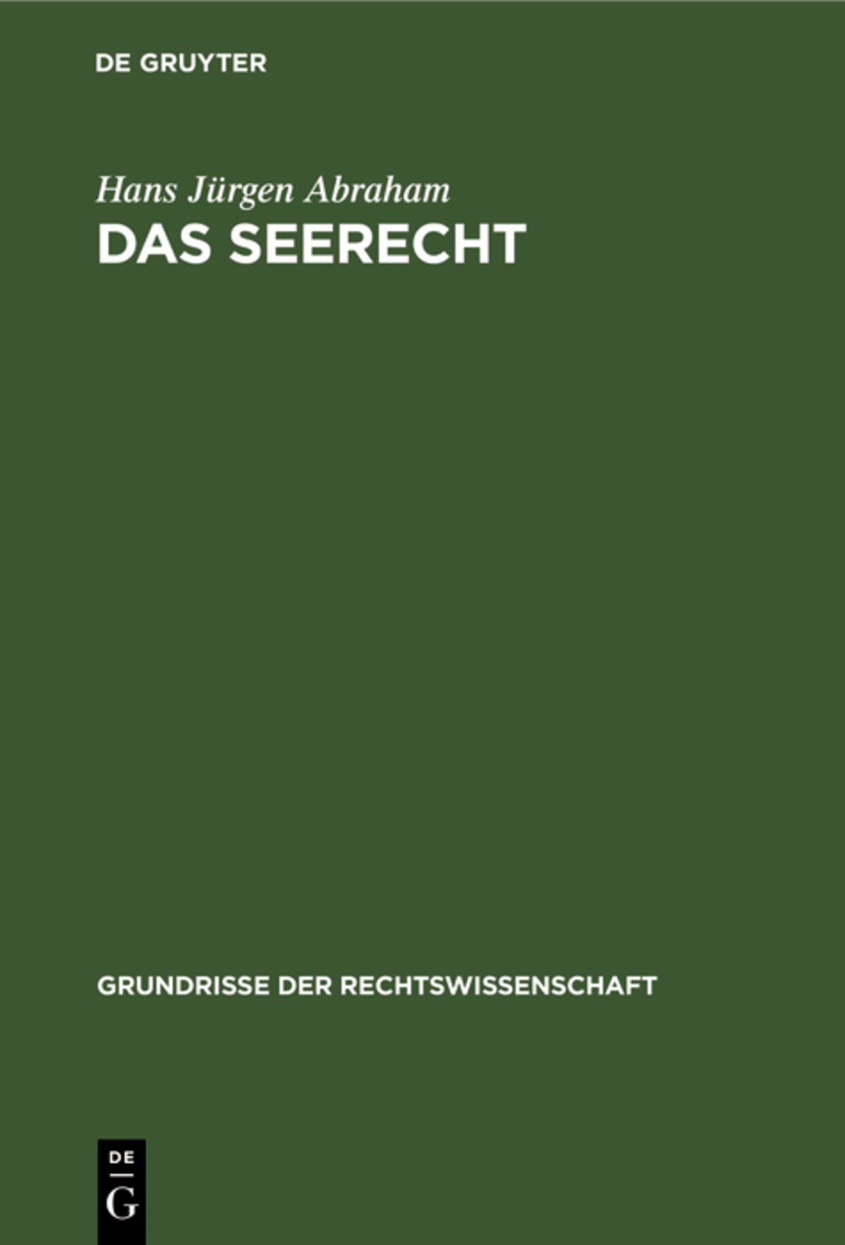 Cover image for Das Seerecht ISBN 9783111165448
