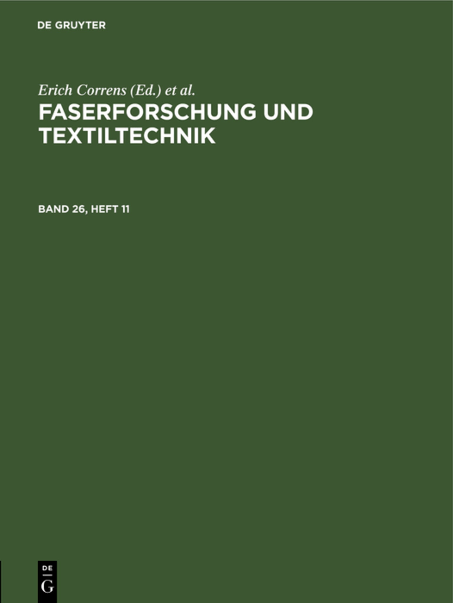 Cover image for Faserforschung und Textiltechnik. Band 26, Heft 11 ISBN 9783112652251