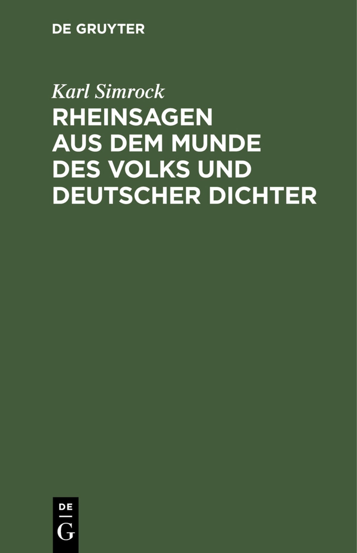 Cover image for Rheinsagen aus dem Munde des Volks und deutscher Dichter ISBN 9783112349151