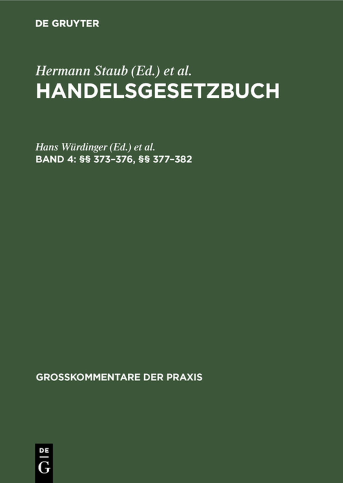 Cover image for §§ 373–376, §§ 377–382 ISBN 9783110988291