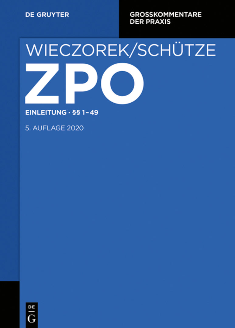 Cover image for Einleitung; §§ 1-49 ISBN 9783110442960