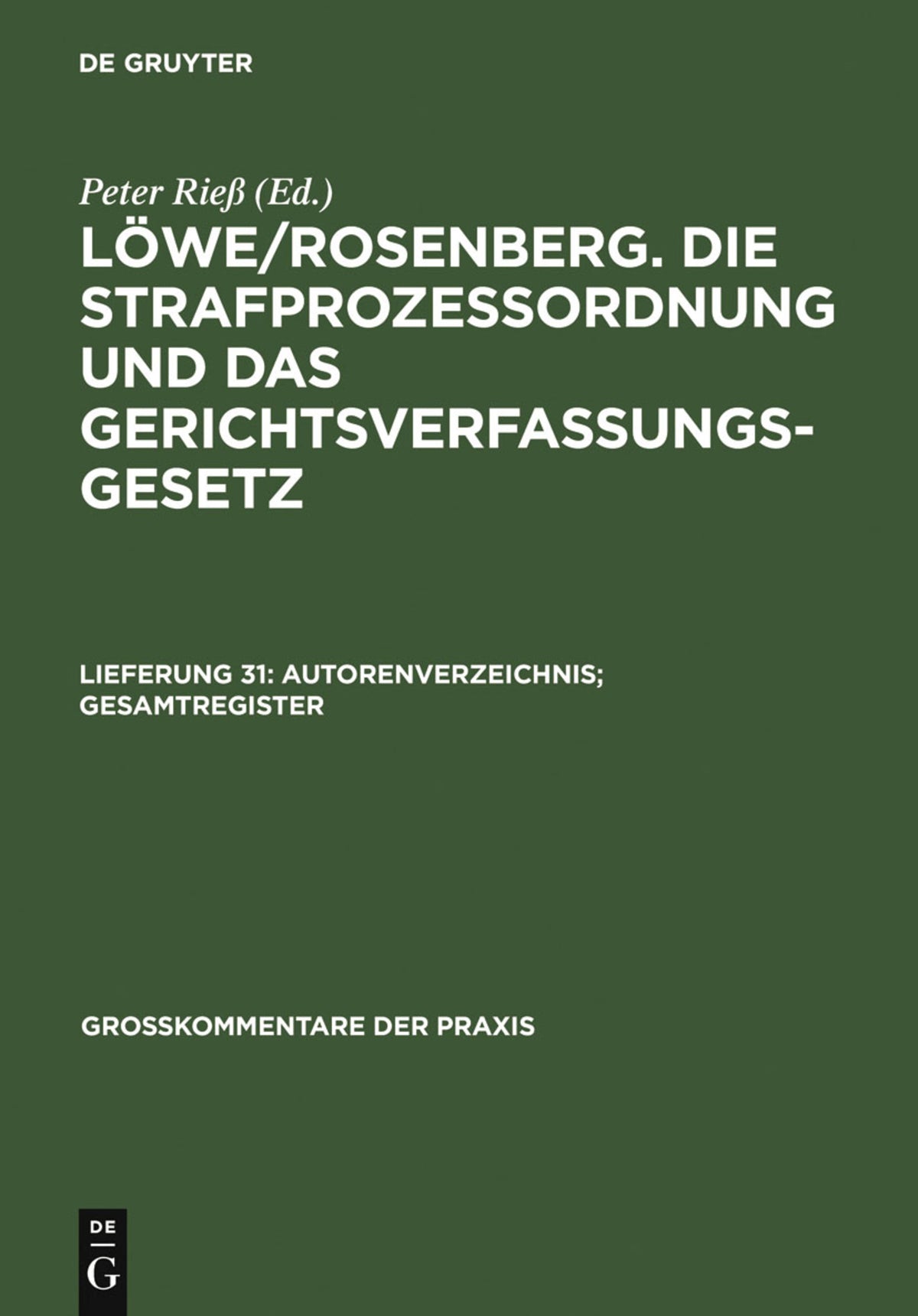 Cover image for Autorenverzeichnis; Gesamtregister ISBN 9783899491609