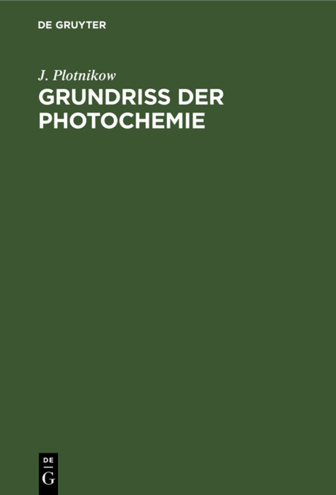Cover image for Grundriss der Photochemie ISBN 9783111263298