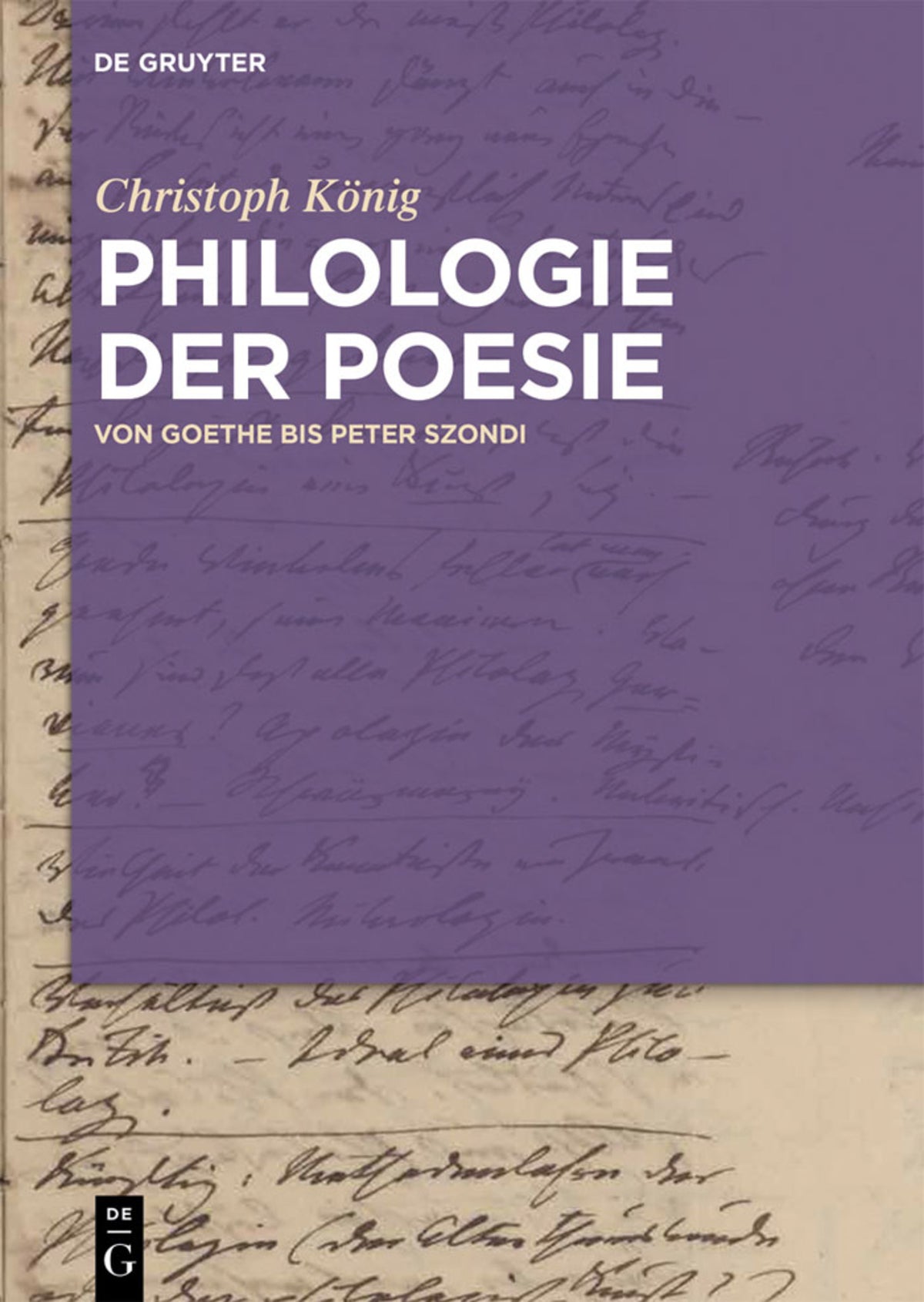 Cover image for Philologie der Poesie ISBN 9783050058368