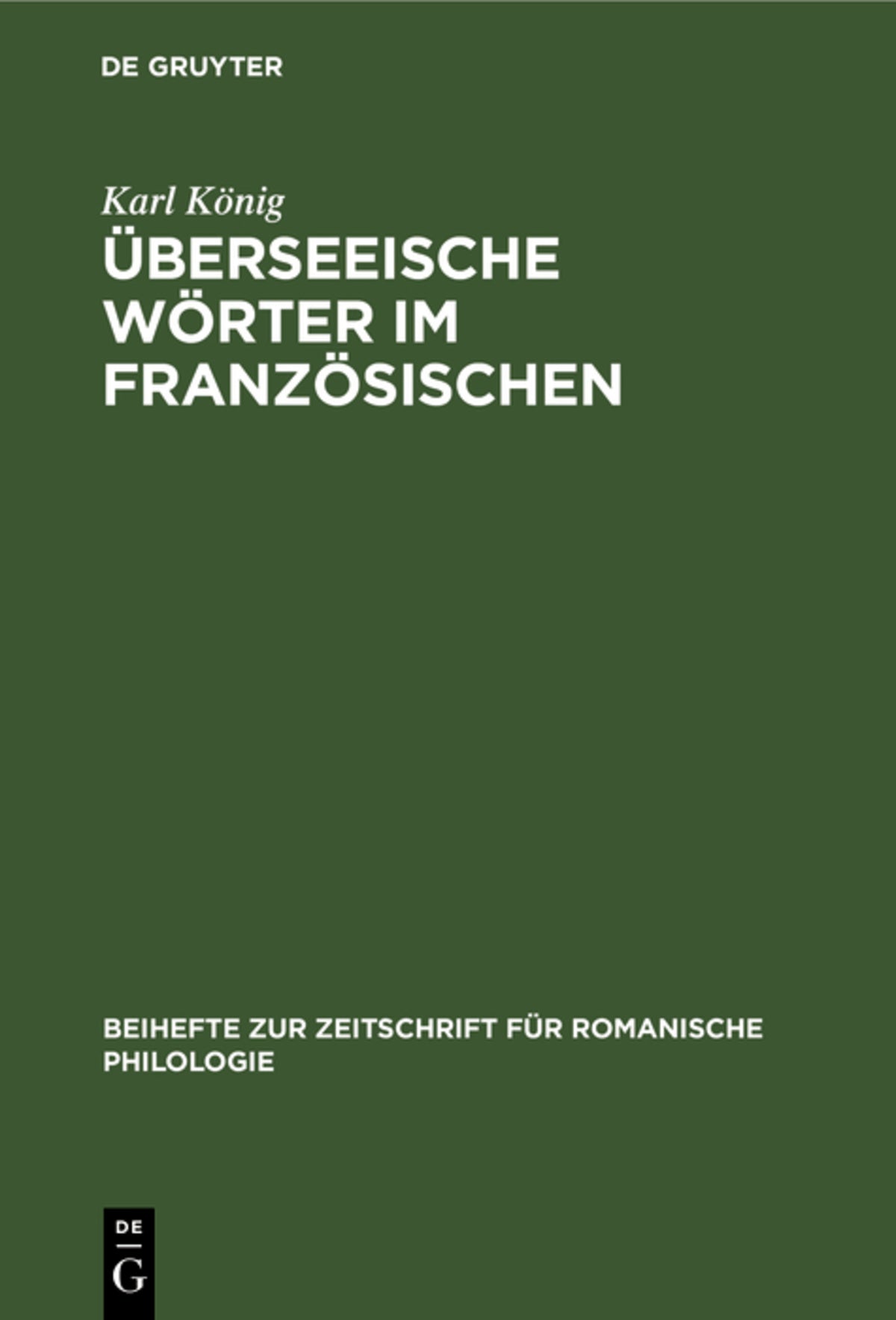 Cover image for Überseeische Wörter im Französischen ISBN 9783112324097