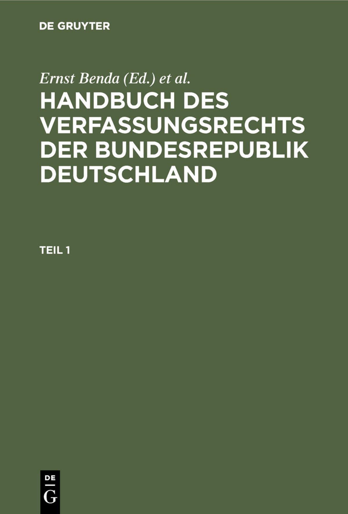 Cover image for Handbuch des Verfassungsrechts der Bundesrepublik Deutschland ISBN 9783110101034