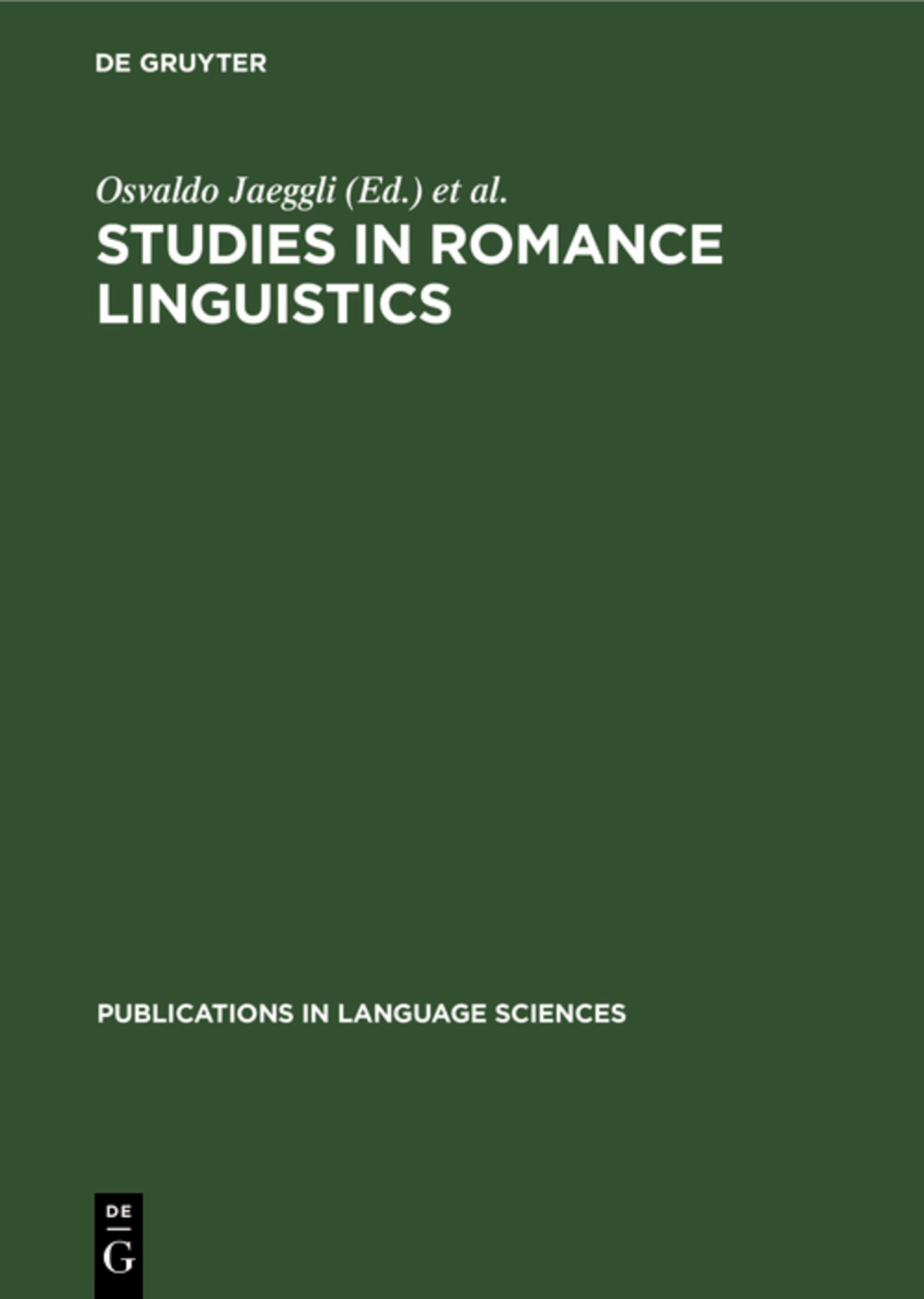Cover image for Studies in Romance Linguistics ISBN 9783110131307