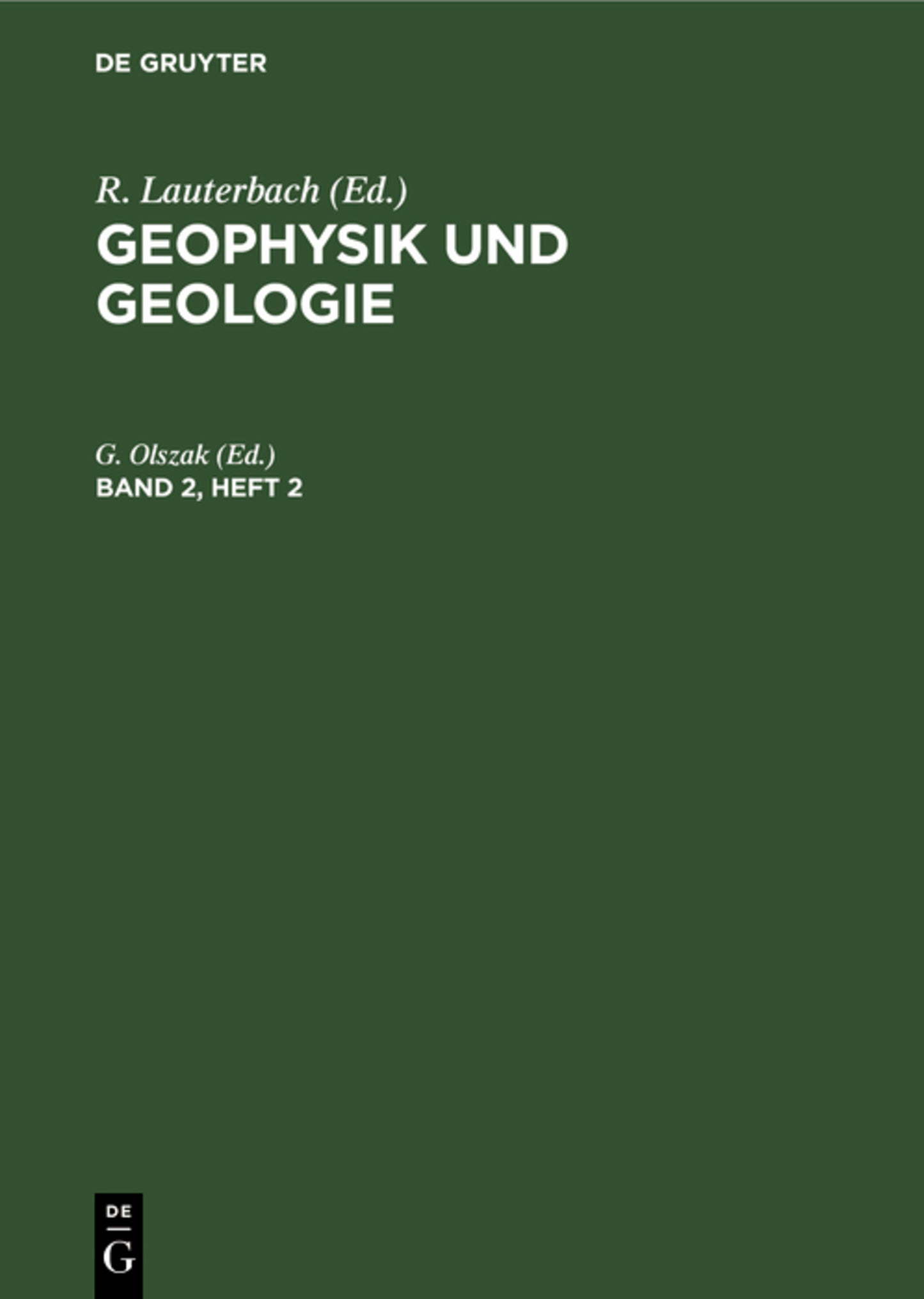 Geophysik und Geologie. Band 2, Heft 2