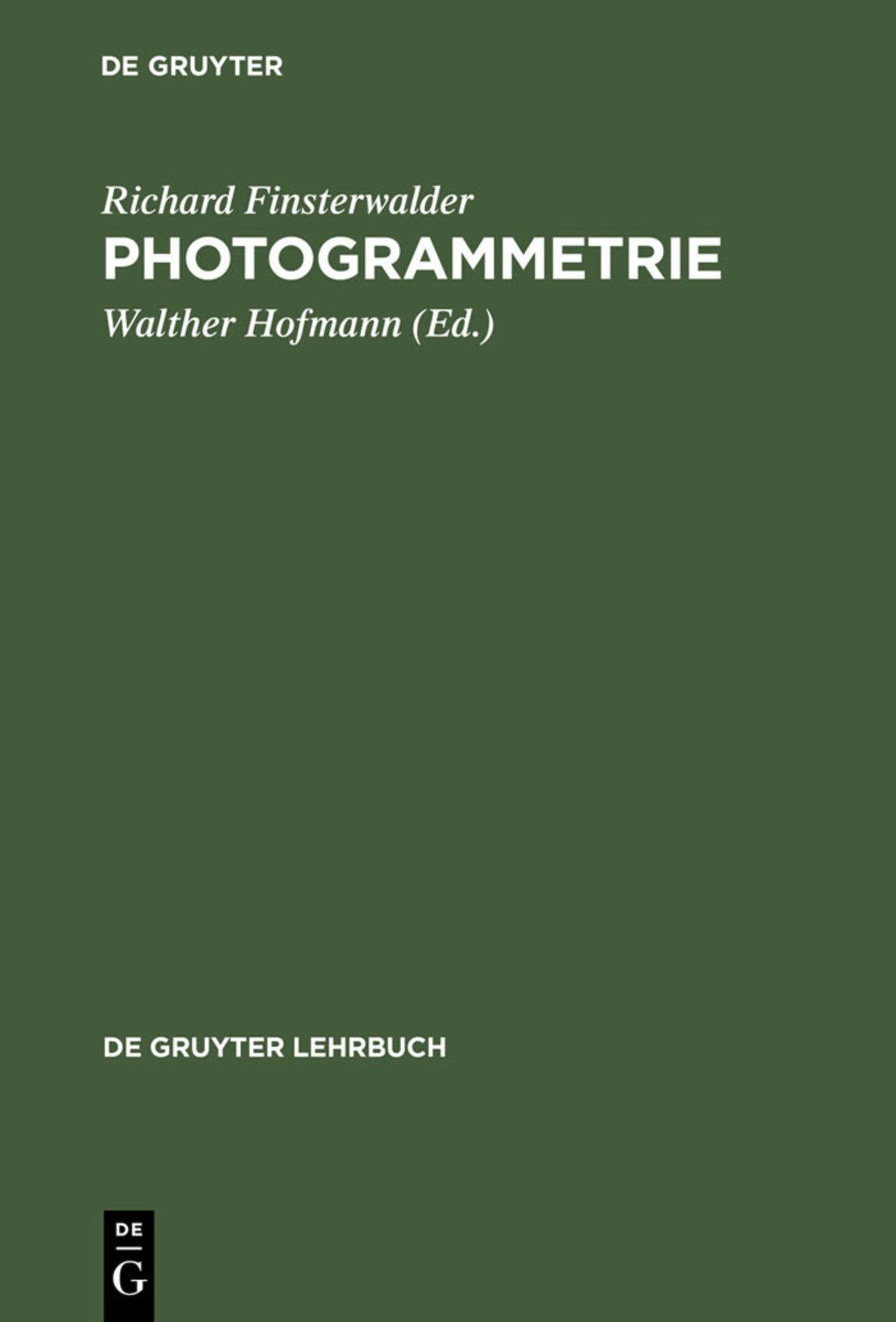 Cover image for Photogrammetrie ISBN 9783111317229