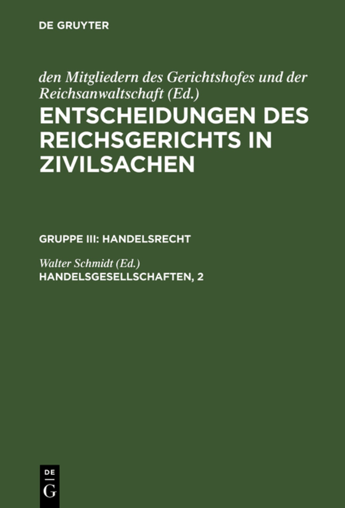 Cover image for Handelsgesellschaften, 2 ISBN 9783110987492
