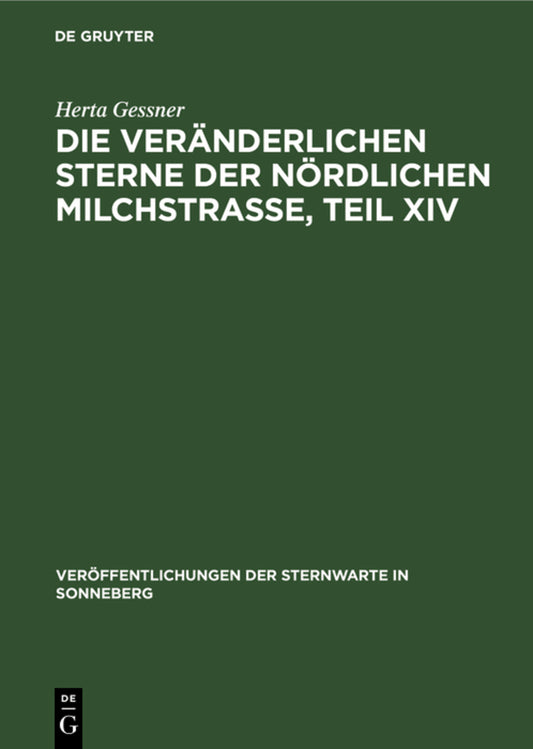 Die veränderlichen Sterne der nördlichen Milchstraße, Teil XIV