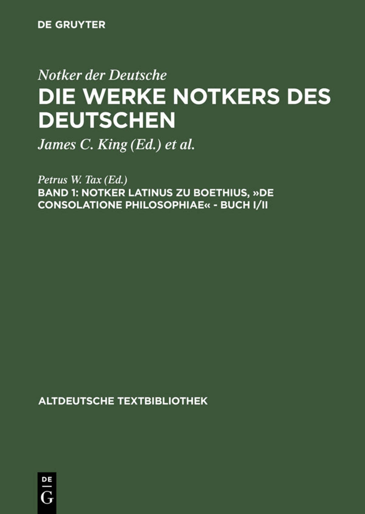 Cover image for Boethius, »De consolatione Philosophiae« – Buch I/II ISBN 9783484201941
