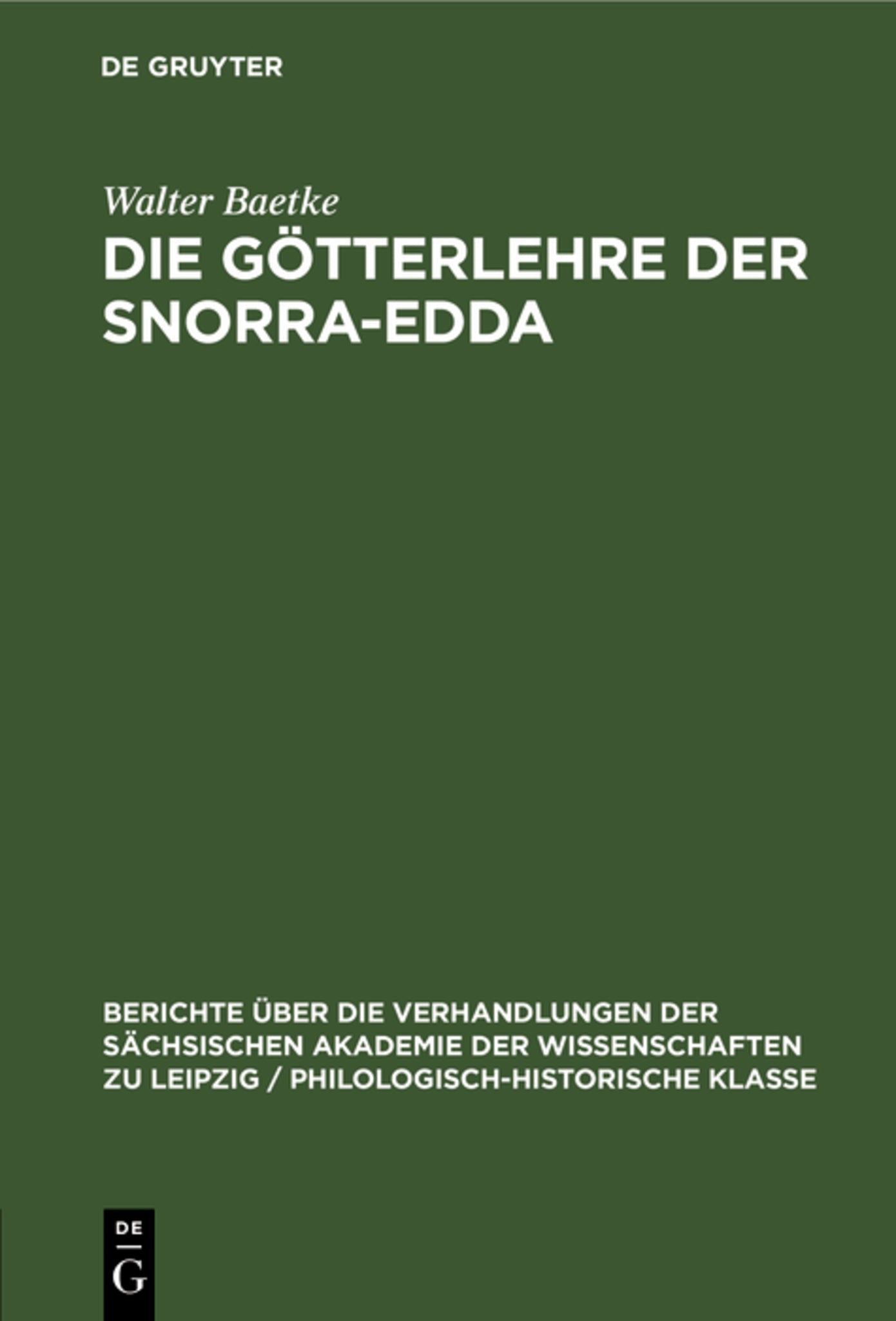 Cover image for Die Götterlehre der Snorra-Edda ISBN 9783112482438