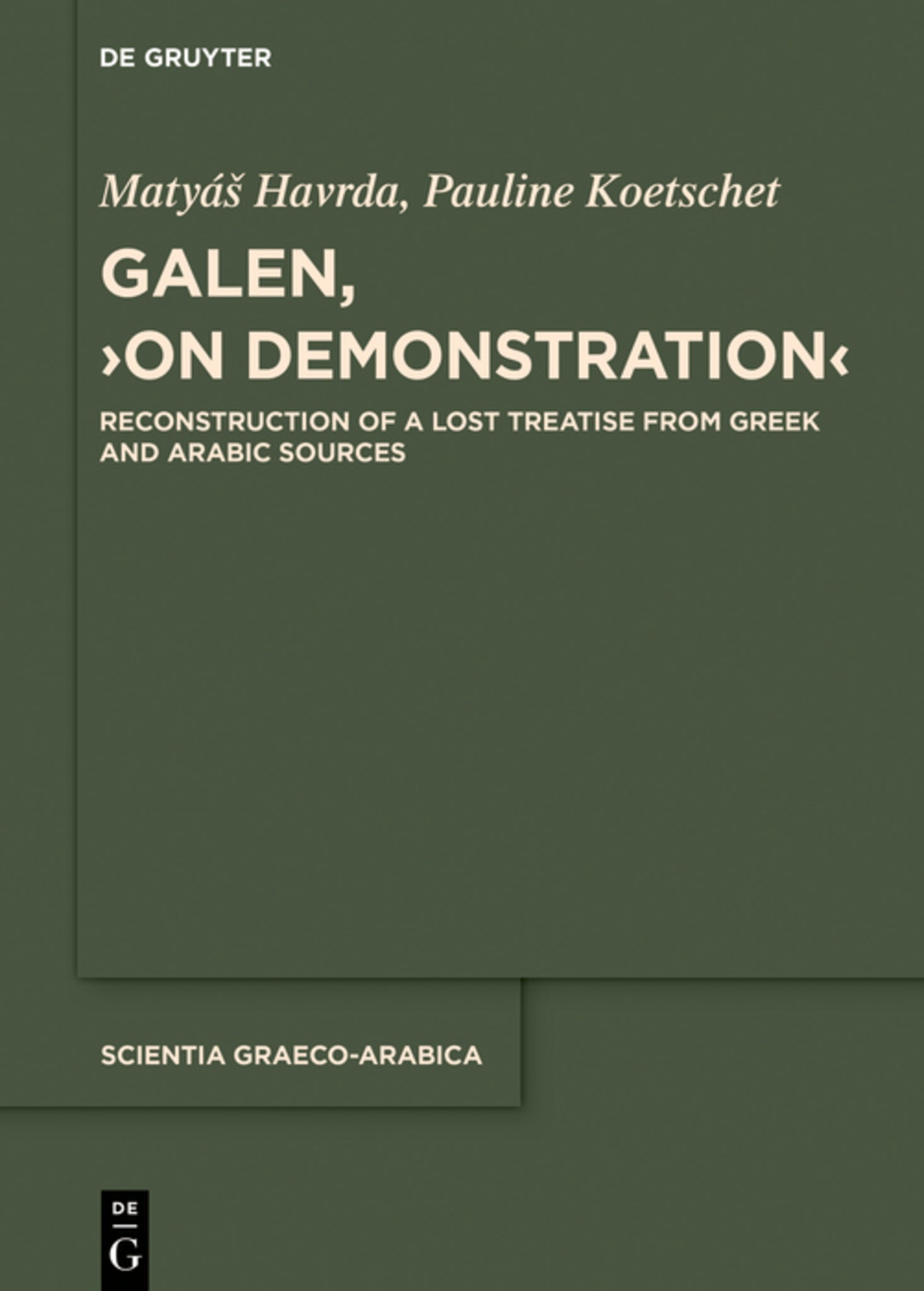 Cover image for Galen, ›On Demonstration‹ ISBN 9783119149891