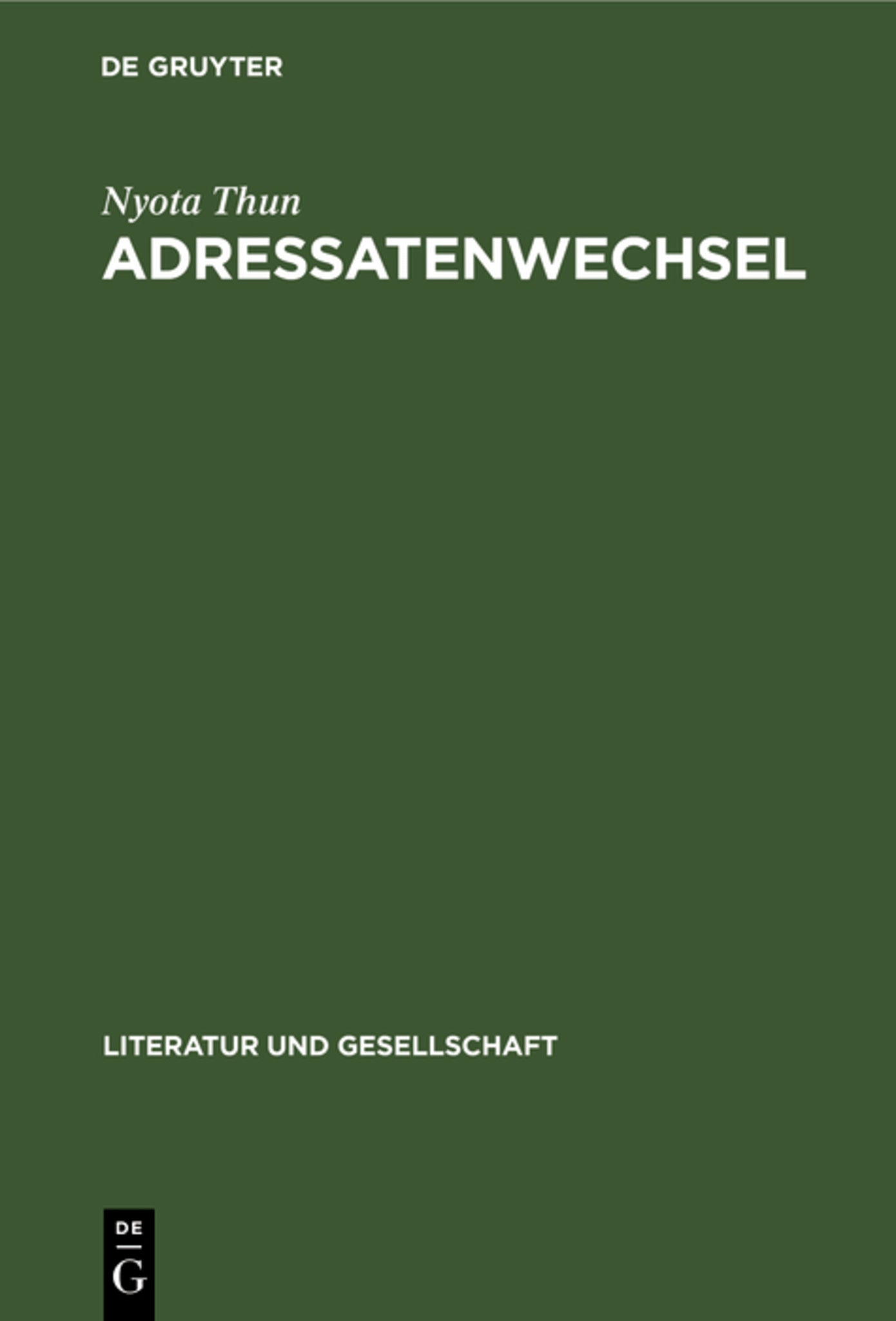 Cover image for Adressatenwechsel ISBN 9783112540138