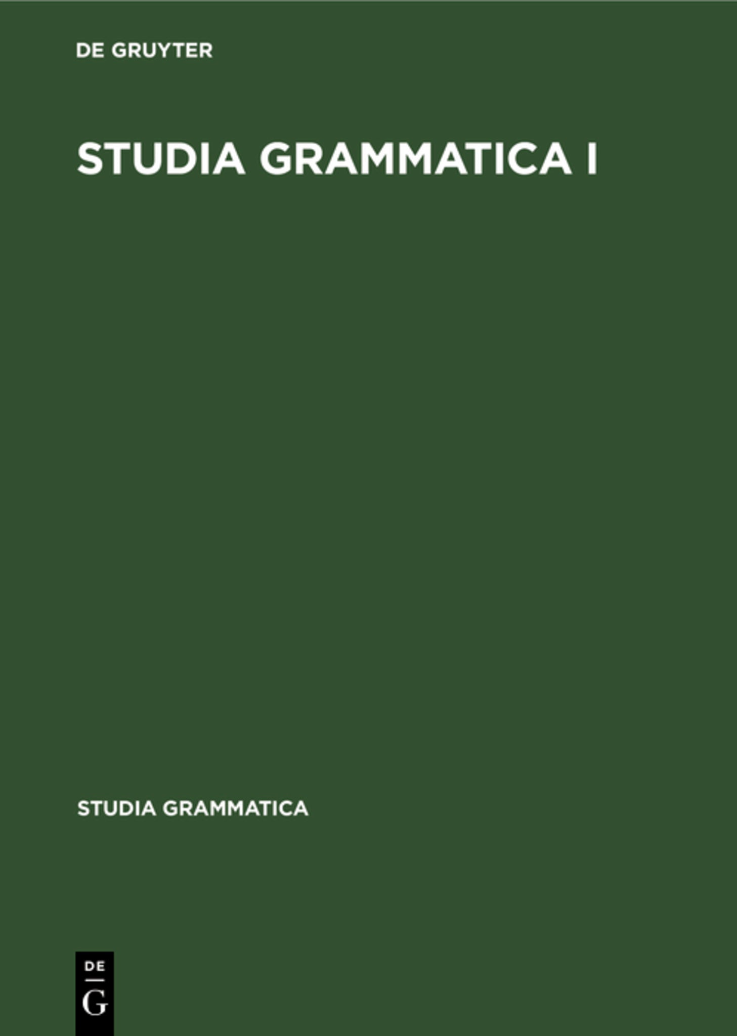 Cover image for Studia grammatica I ISBN 9783112533130