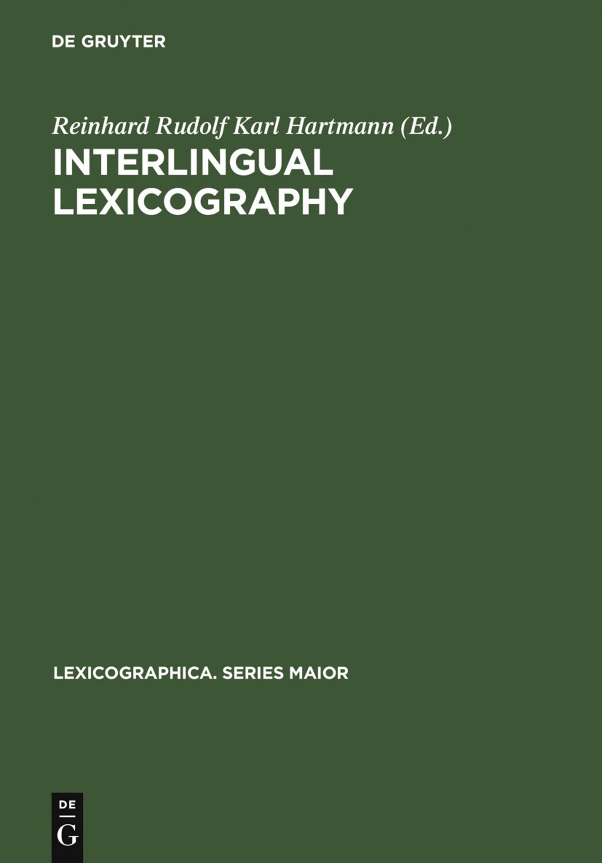 Cover image for Interlingual Lexicography ISBN 9783484391338