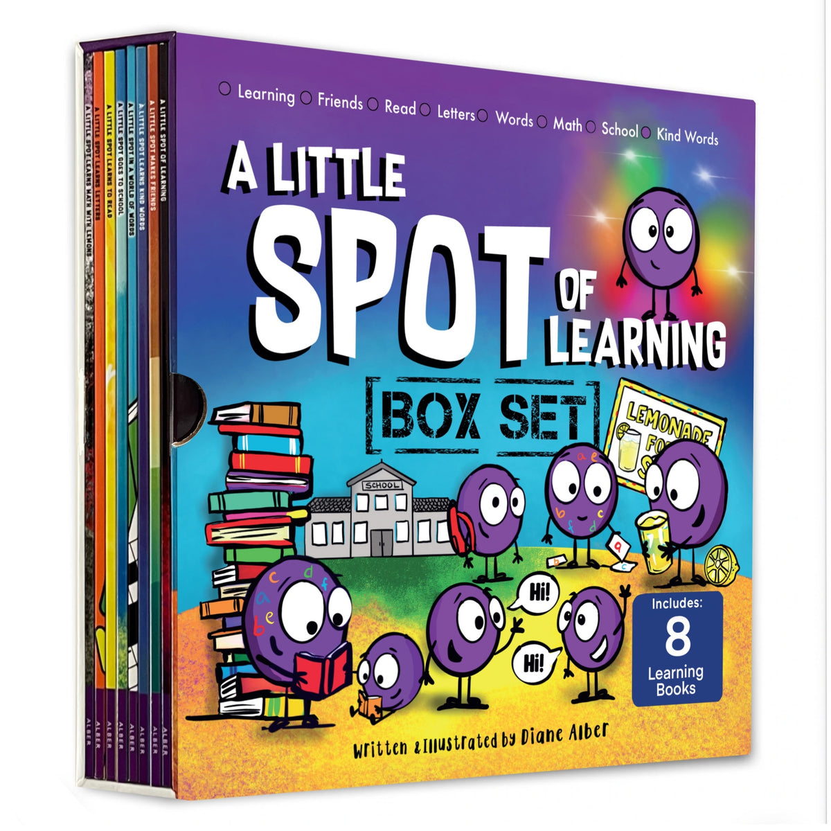 Cover image for A Little SPOT of Learning 8 Book Box Set (Books 33-40: Kind Words, Friendship, Learning with Emotions, Goes to School, Letters, Words, Reading, Math) ISBN