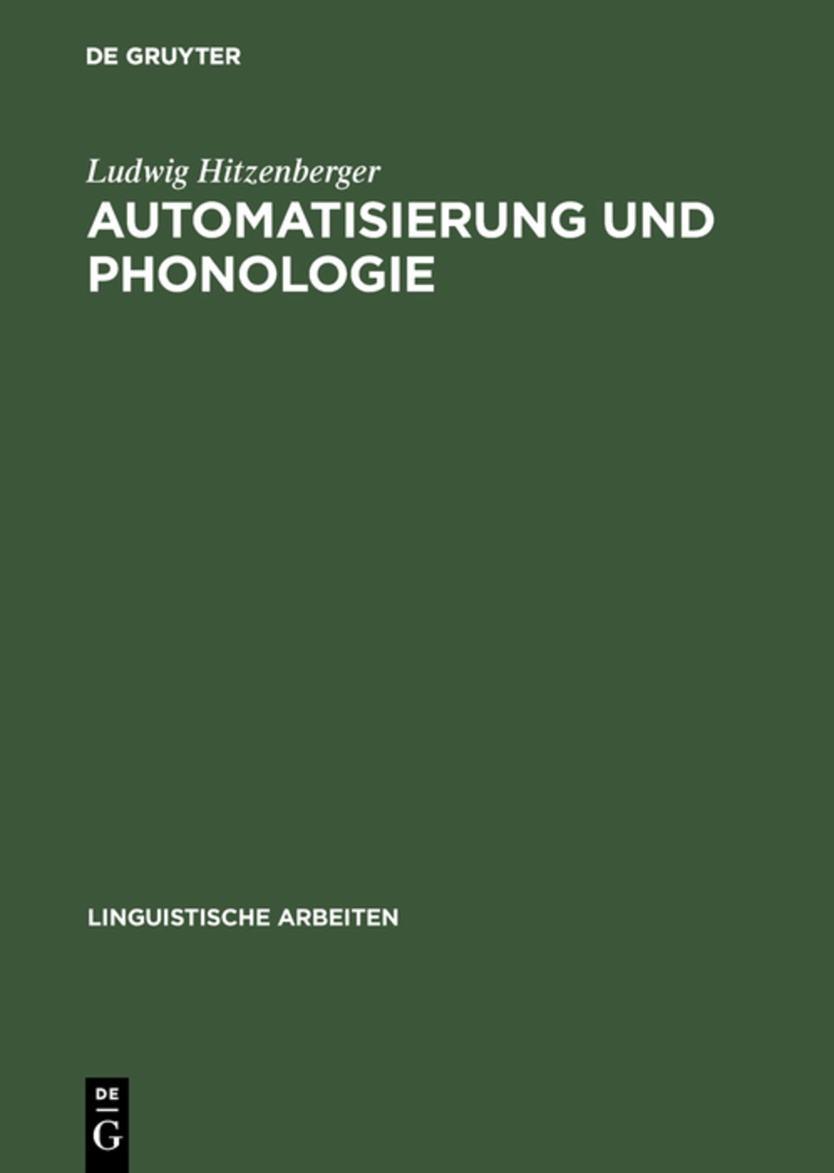 Cover image for Automatisierung und Phonologie ISBN 9783484104075