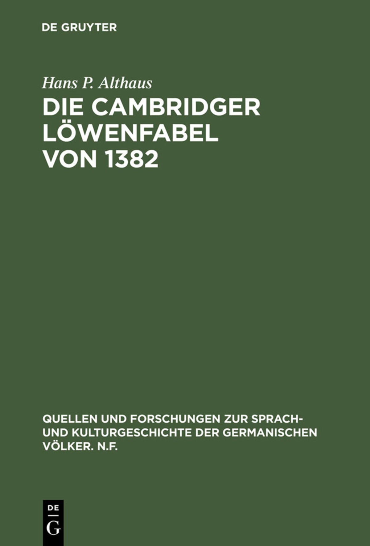 Cover image for Die Cambridger Löwenfabel von 1382 ISBN 9783110039399