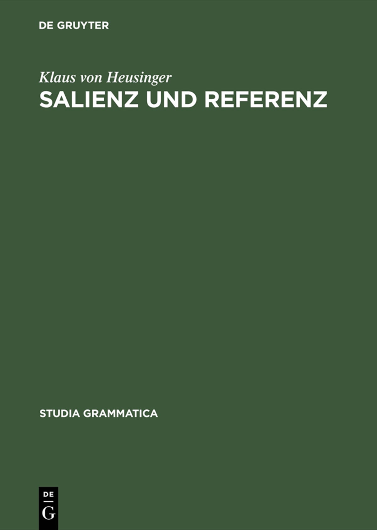 Cover image for Salienz und Referenz ISBN 9783050031521