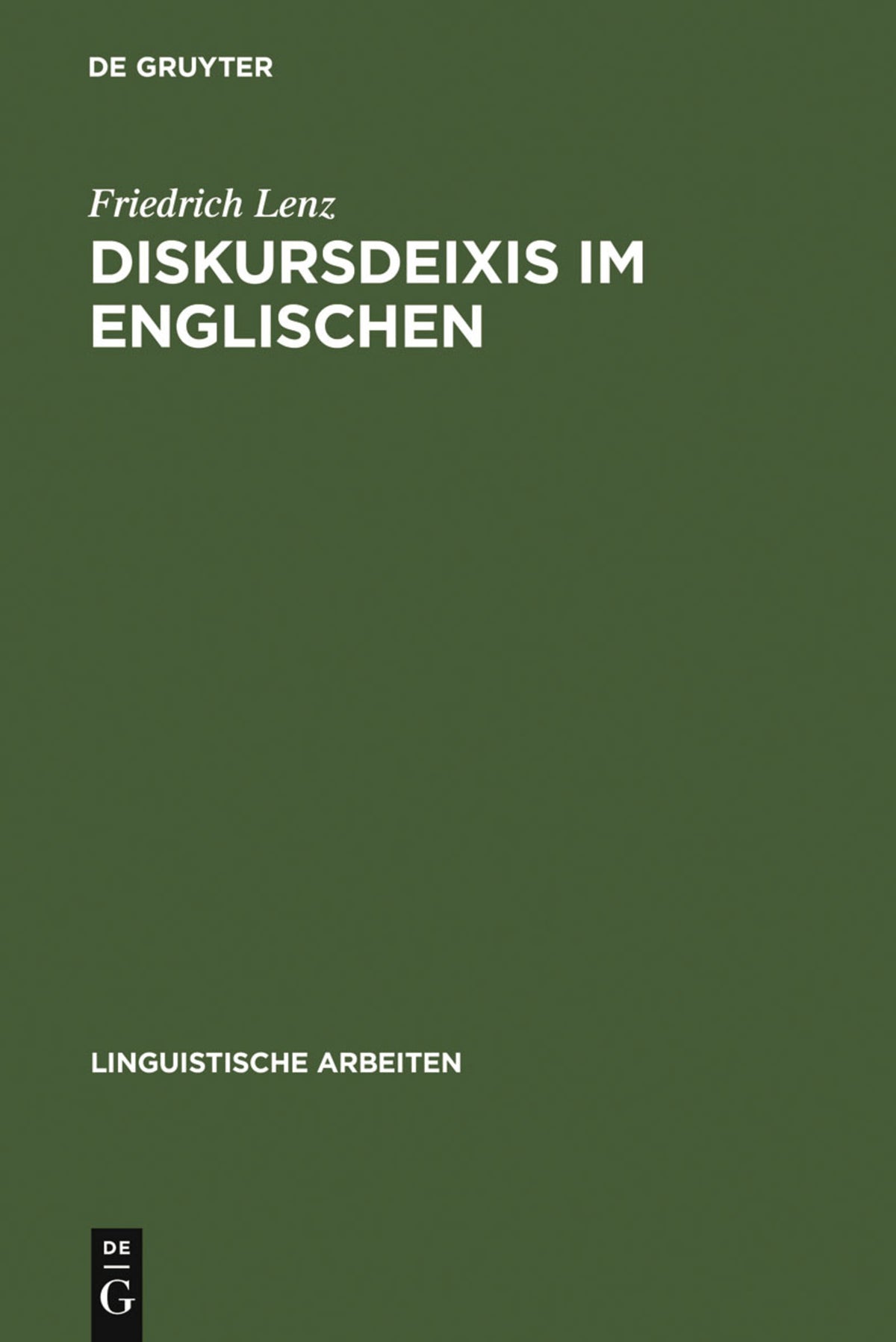 Cover image for Diskursdeixis im Englischen ISBN 9783484303690