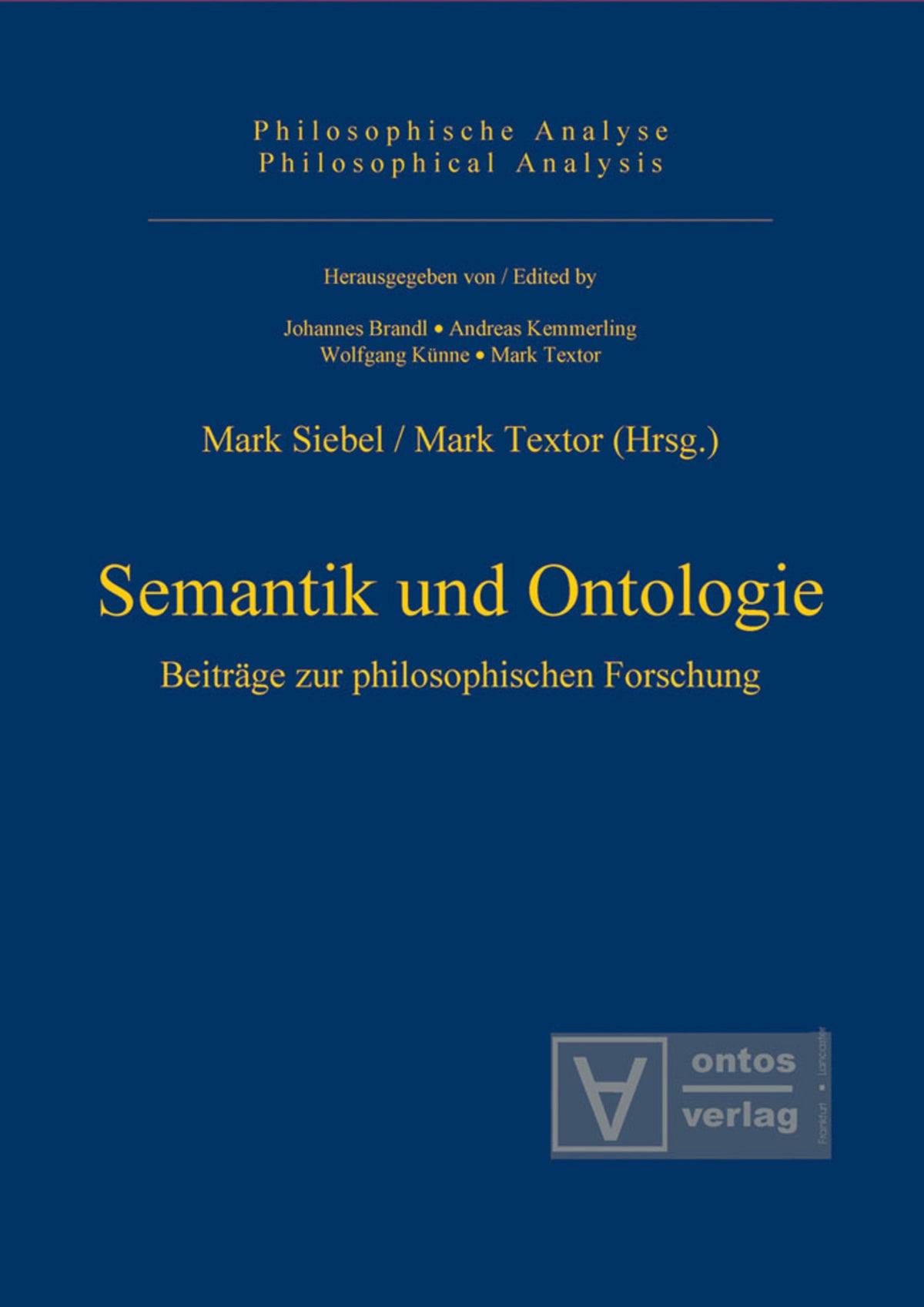 Cover image for Semantik und Ontologie ISBN 9783110326765