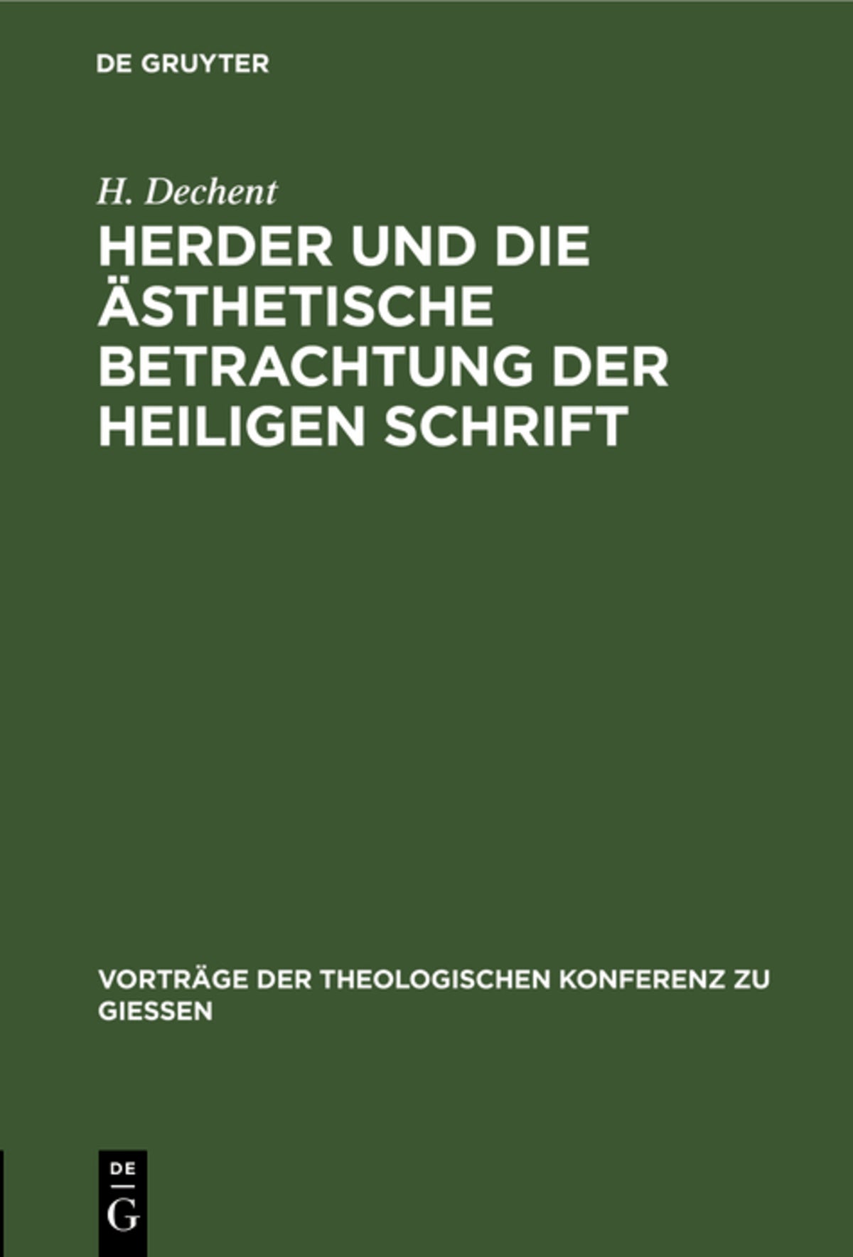 Cover image for Herder und die ästhetische Betrachtung der heiligen Schrift ISBN 9783111202648