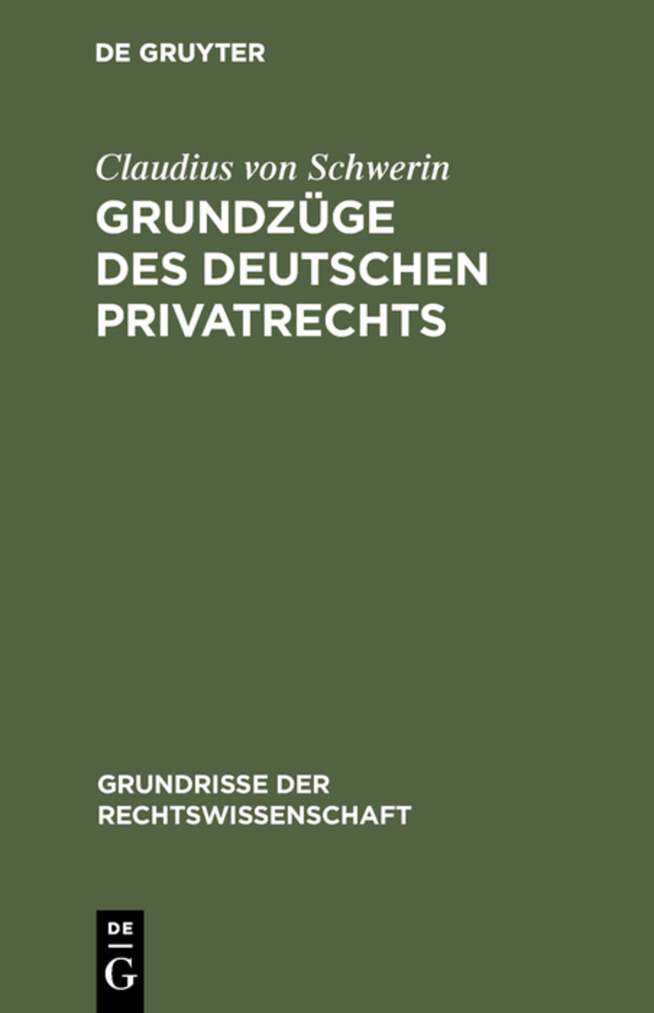 Cover image for Grundzüge des deutschen Privatrechts ISBN 9783111164991