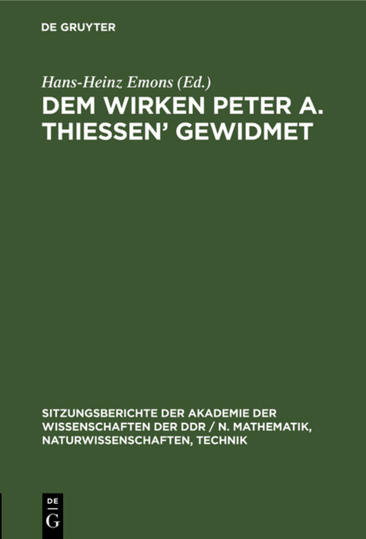 Dem Wirken Peter A. Thiessen’ gewidmet